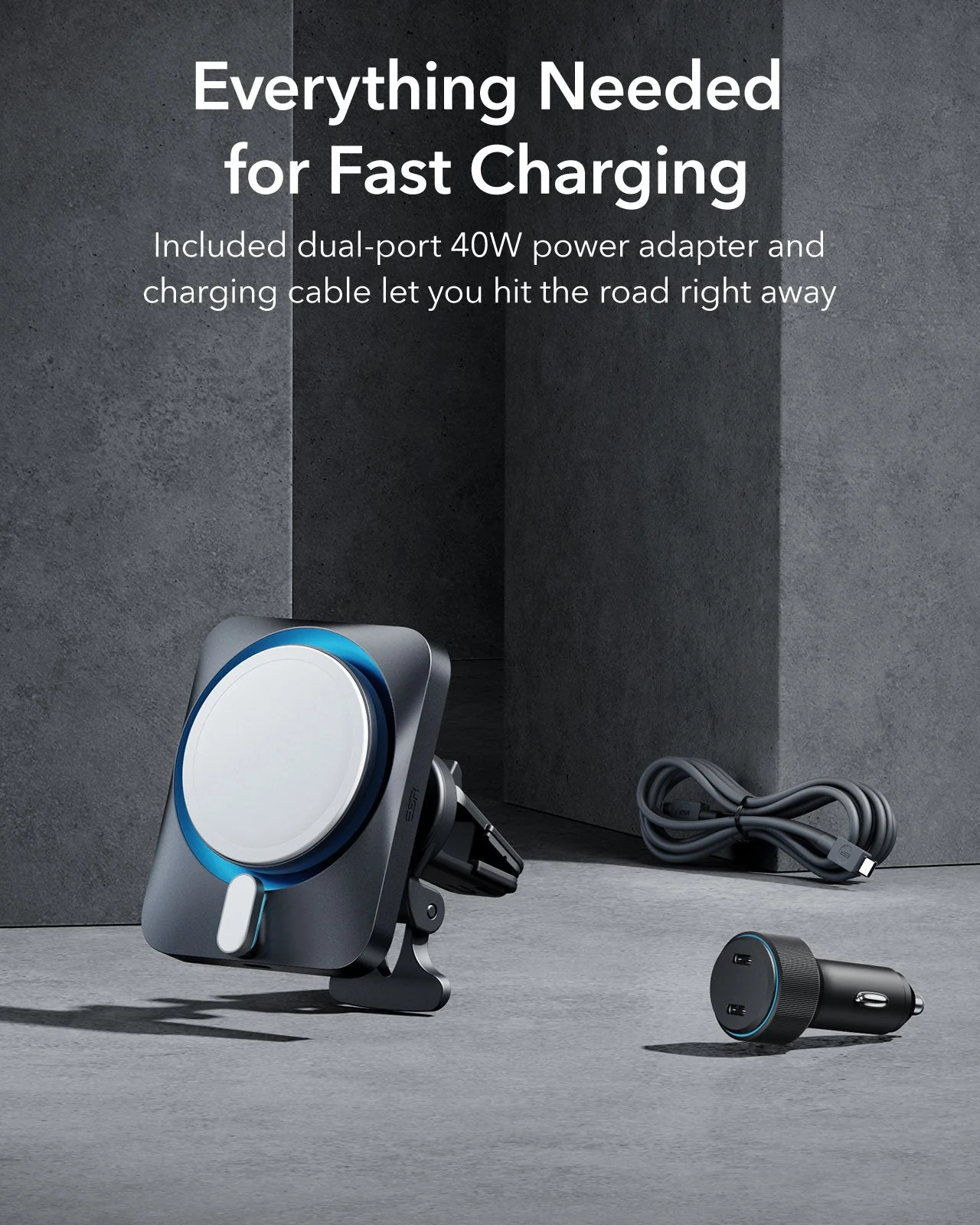 15W Car Charger with MagSafe + CryoBoost - Cool Grey - Image 11