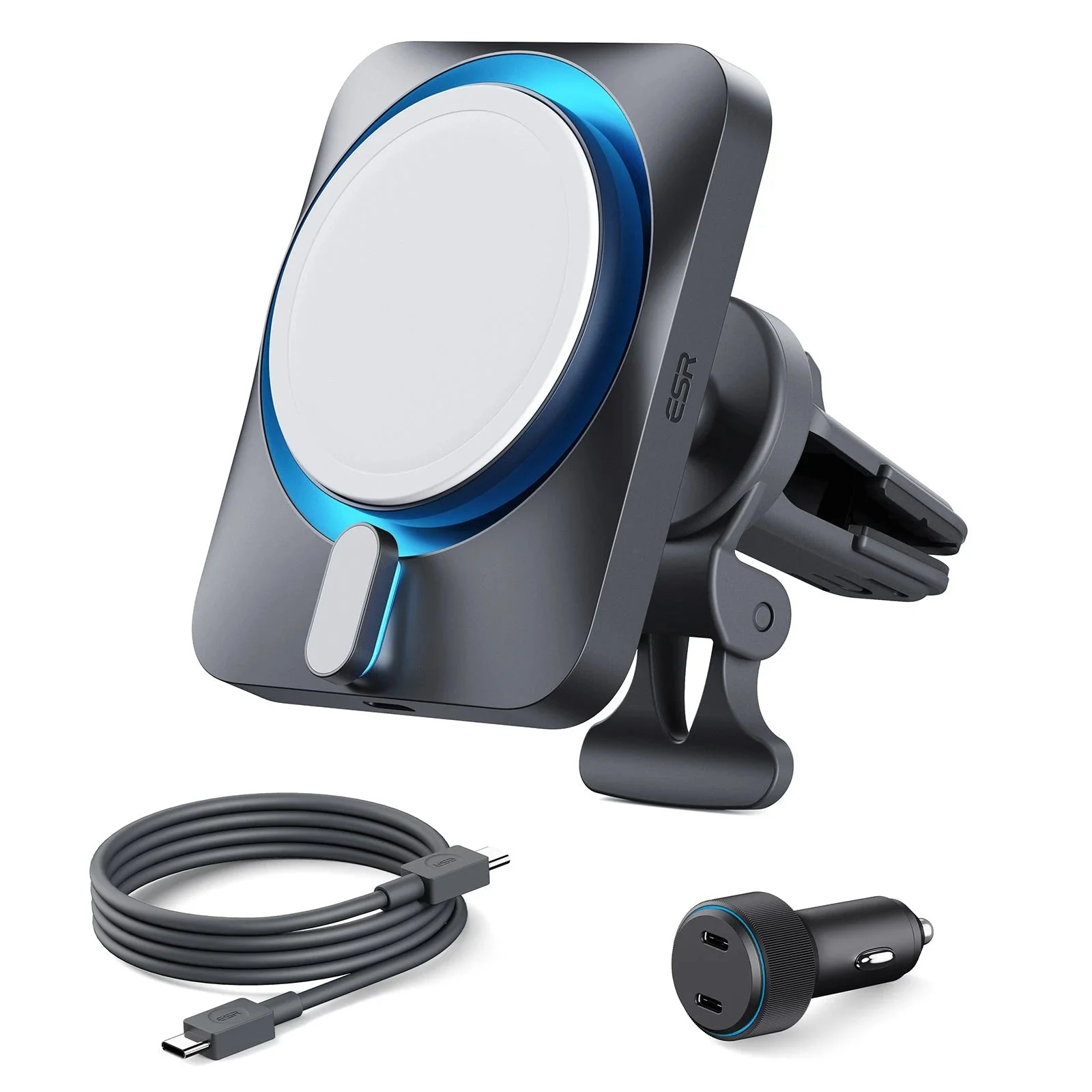 15W Car Charger with MagSafe + CryoBoost - Cool Grey - Image 4