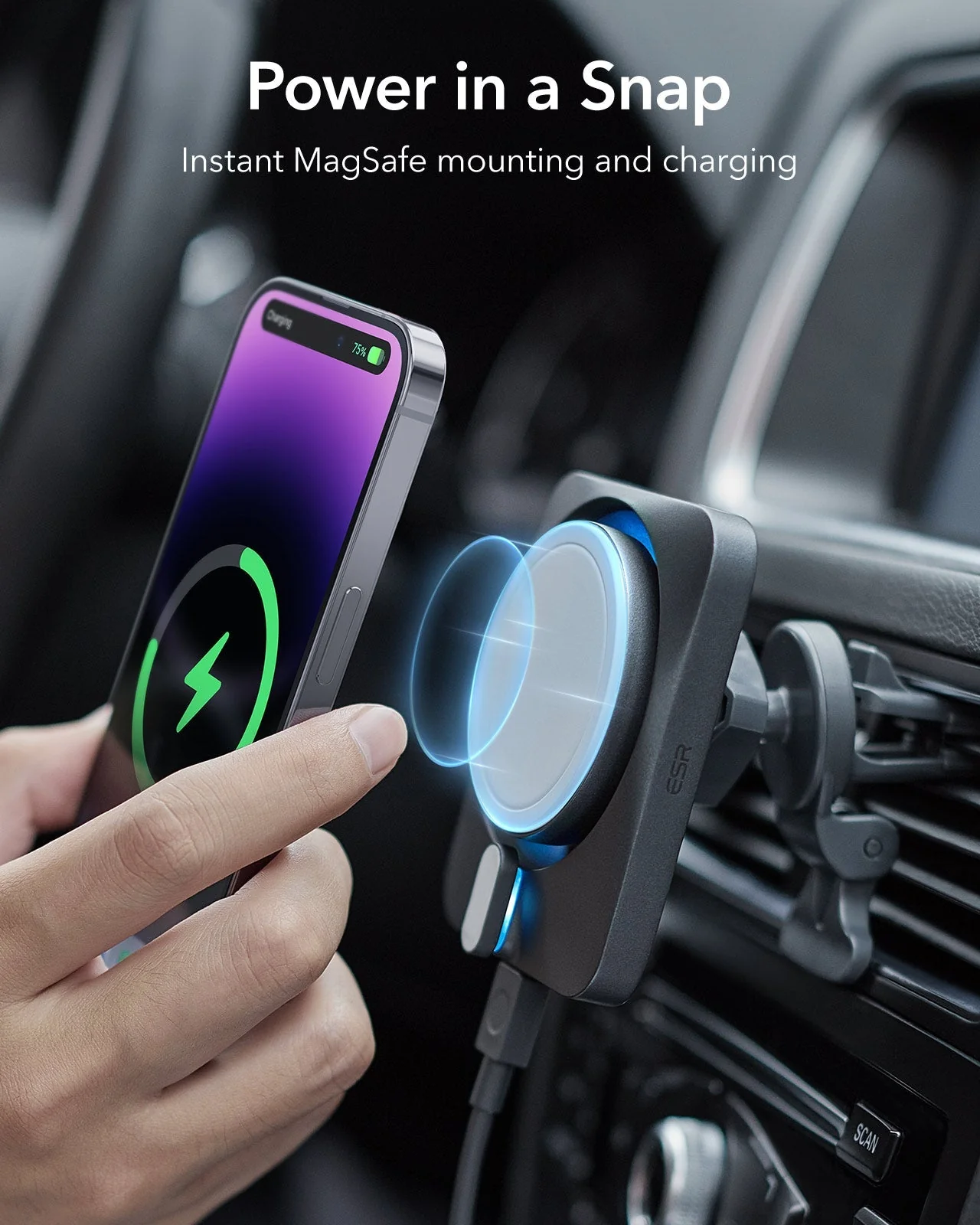 15W Car Charger with MagSafe + CryoBoost - Cool Grey - Image 8