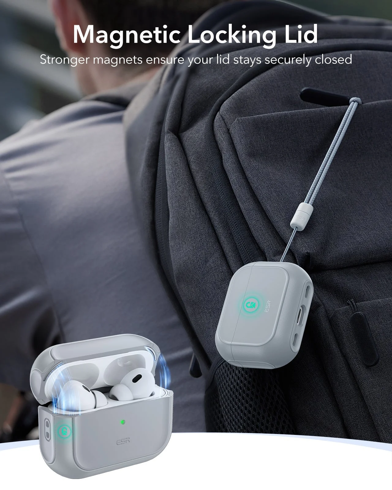 AirPods Pro (2023/2022/2019) Orbit Hybrid Case (HaloLock) - Gray - Image 4