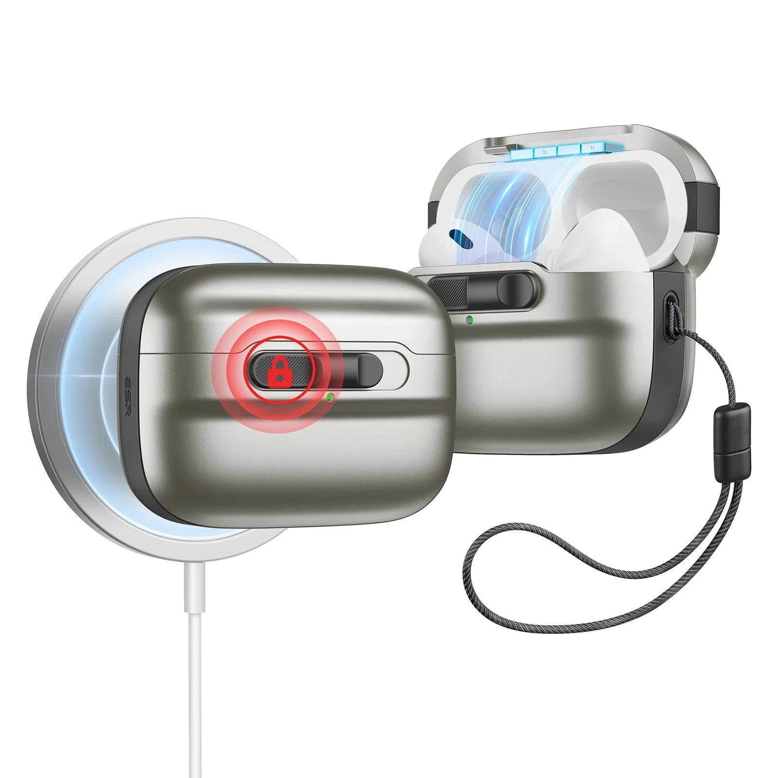AirPods Pro (2023/2022/2019) Pulse FlickLock Case (HaloLock) - Titanium