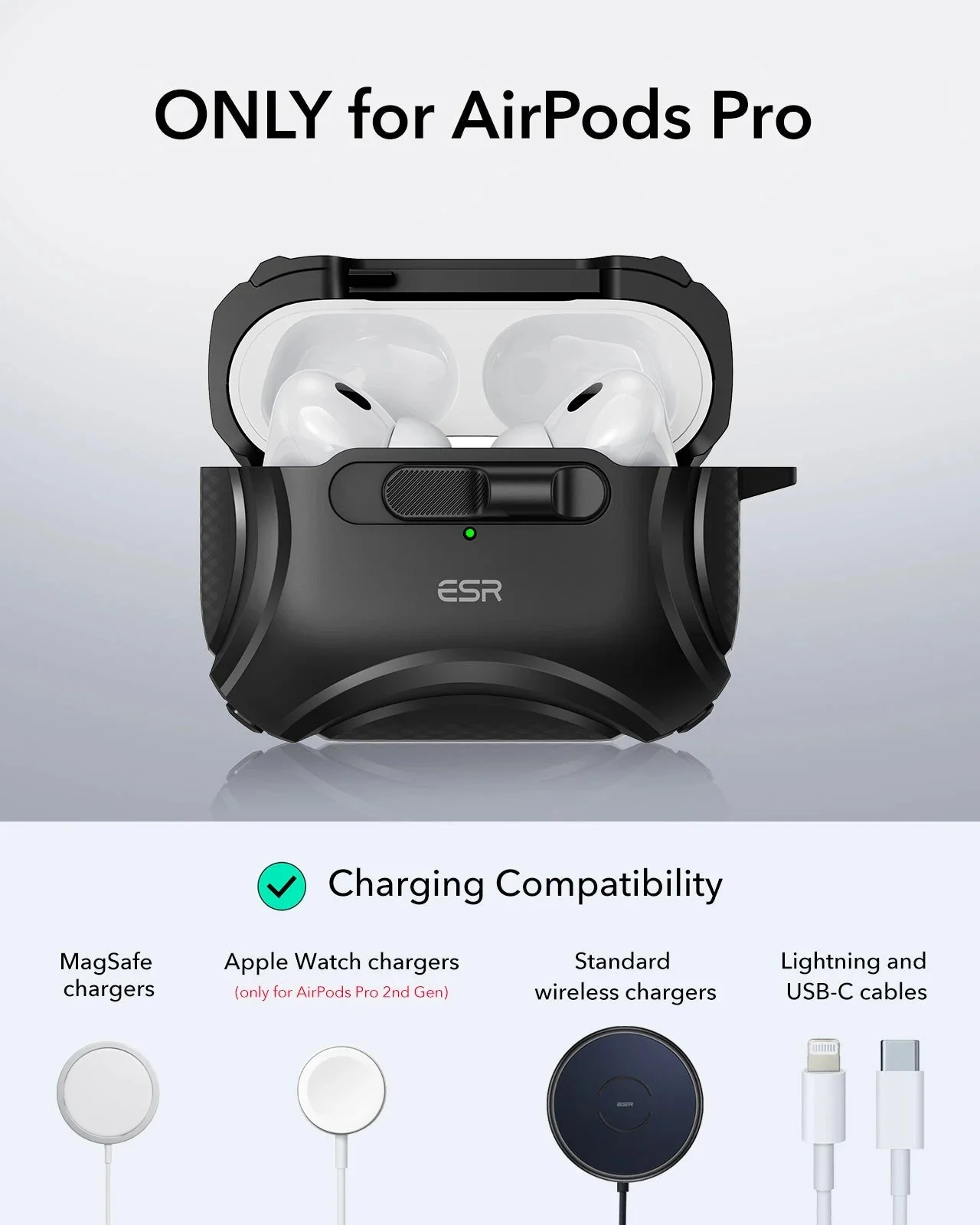 AirPods Pro (2023/2022/2019) Cyber FlickLock Case (HaloLock) - Titanium - Image 9