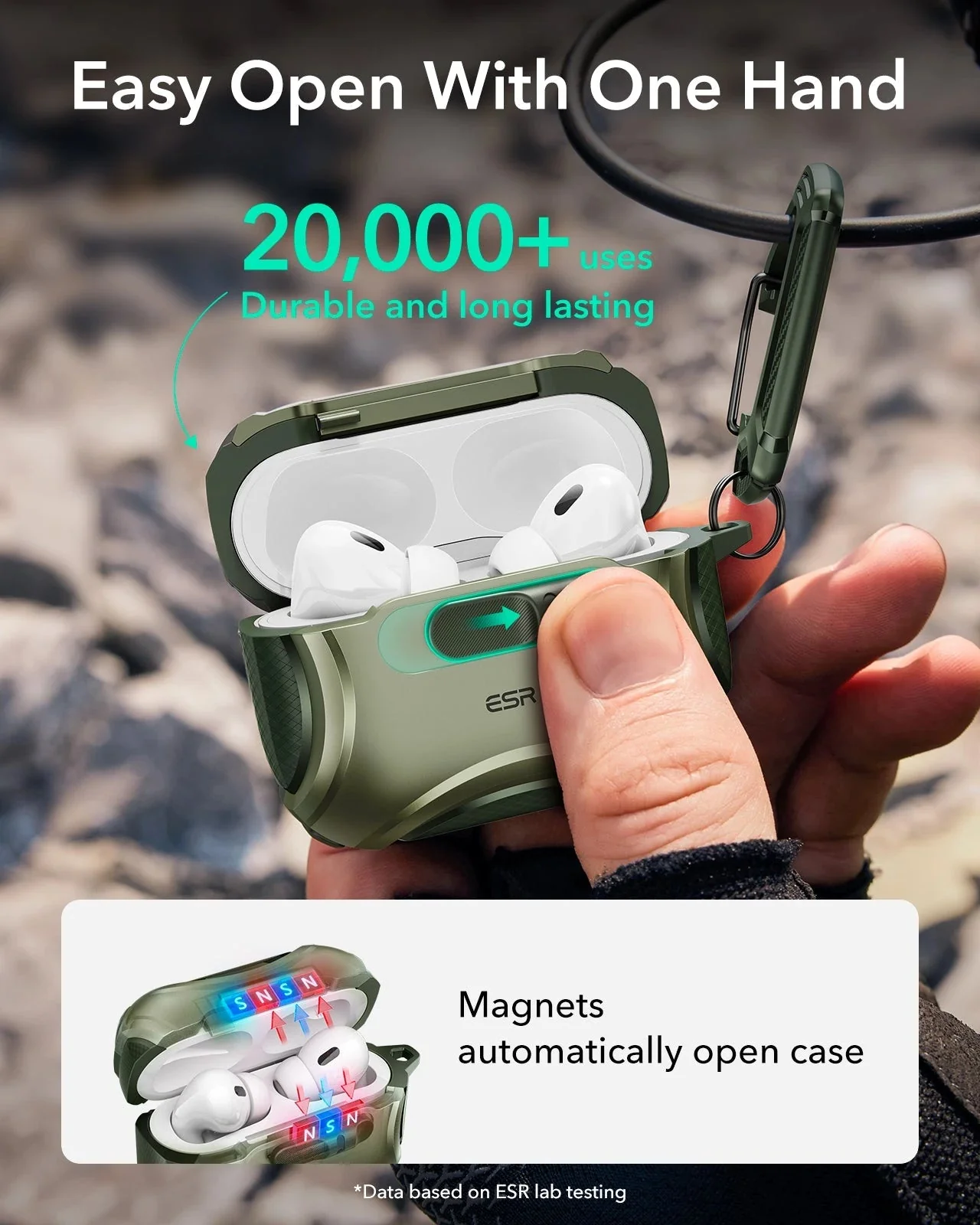 AirPods Pro 3 Cyber FlickLock Magnetic Case - Army Green - Image 5