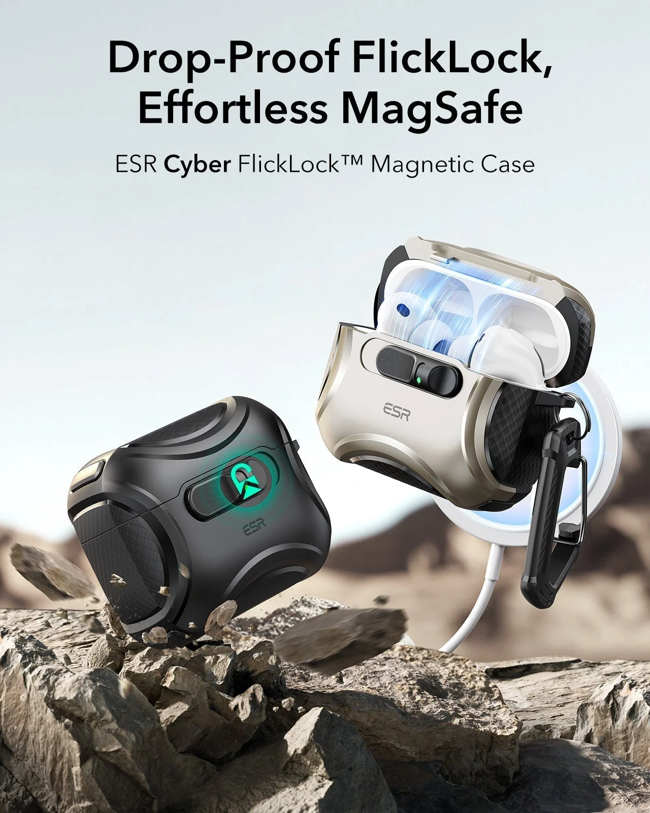 25W CryoBoost Foldable 3-in-1 Magnetic Charger and AirPods Pro 3 Cyber FlickLock Case Bundle– EU Plug-Black - Image 11