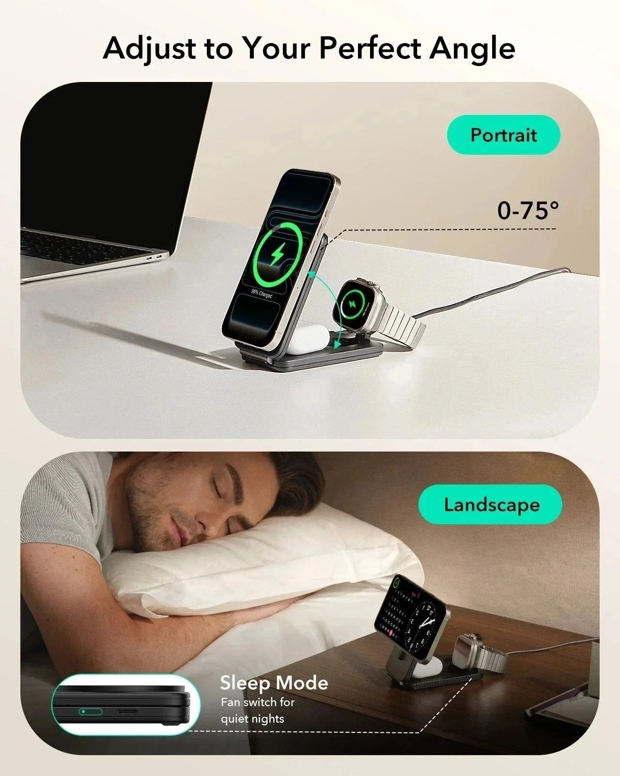 25W CryoBoost Foldable 3-in-1 Magnetic Charger & AirPods Pro 3 Cyber Tough Case Bundle – EU Plug-Black - Image 9