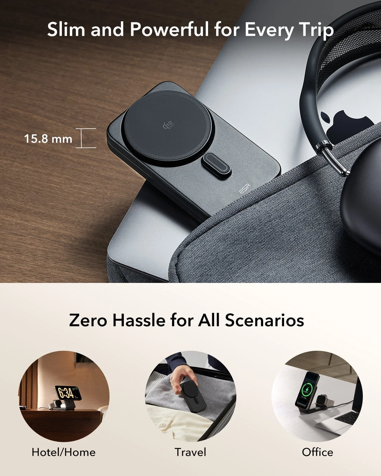 25W CryoBoost Foldable 3-in-1 Magnetic Charger and AirPods Pro 3 Pulse FlickLock Case Bundle – US Plug-Black - Image 3