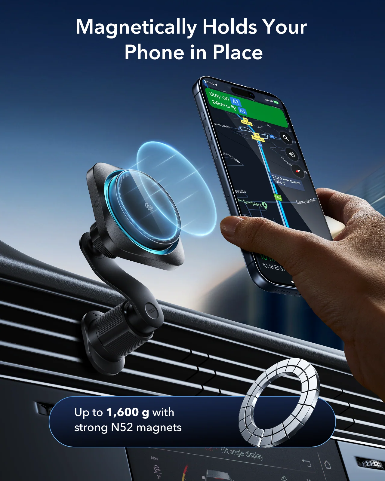 25W CryoBoost Foldable 3-in-1 Magnetic Charger and Car Charger (Air Vent) Bundle– US Plug-Black - Image 14