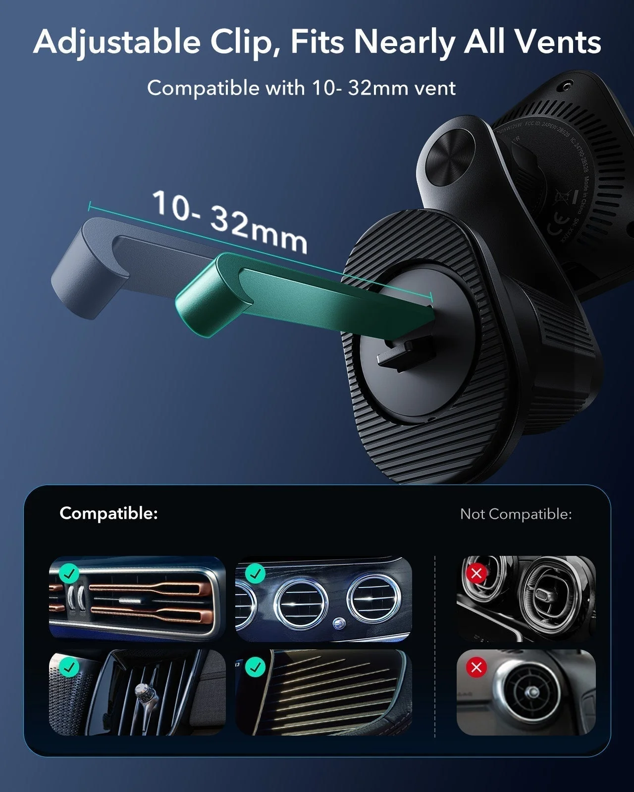 25W CryoBoost Foldable 3-in-1 Magnetic Charger and Car Charger (Air Vent) Bundle– US Plug-Black - Image 17