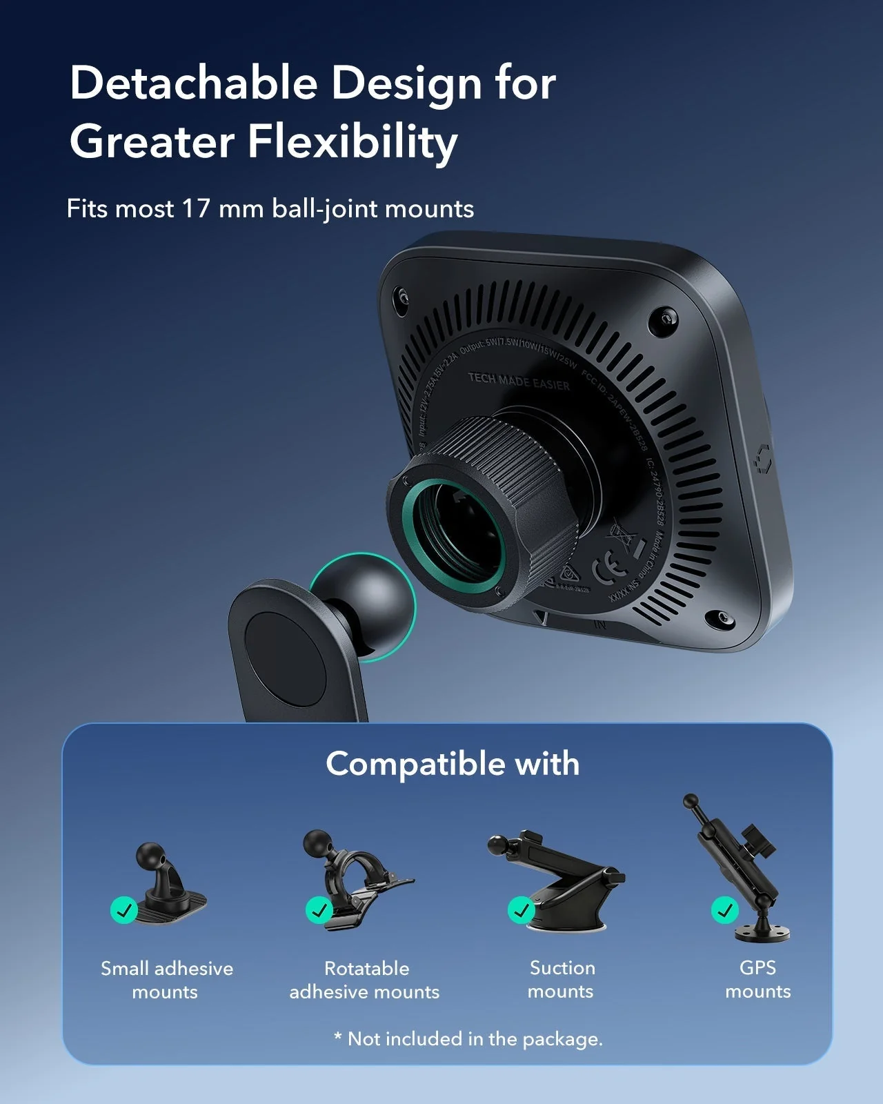 25W CryoBoost Foldable 3-in-1 Magnetic Charger and Car Charger (Air Vent) Bundle– US Plug-Black - Image 18