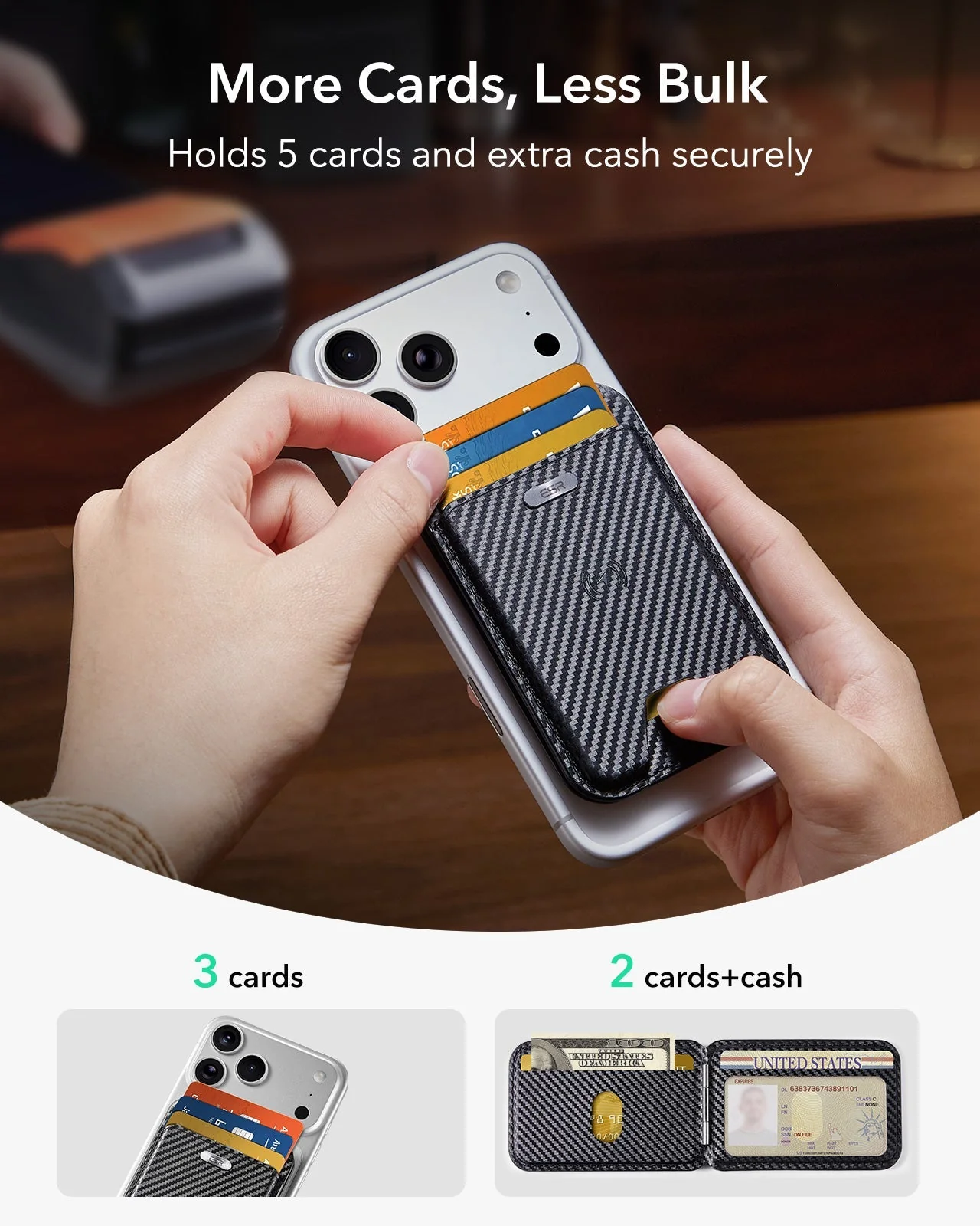 Geo Magnetic Wallet Stand - Black Carbon Fiber - Image 6