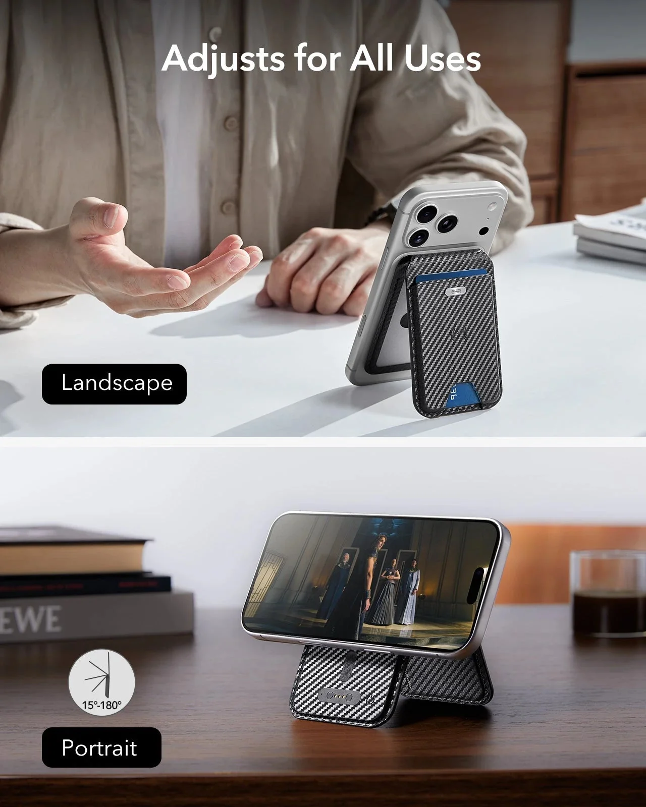 Geo Magnetic Wallet Stand - Black Carbon Fiber - Image 8