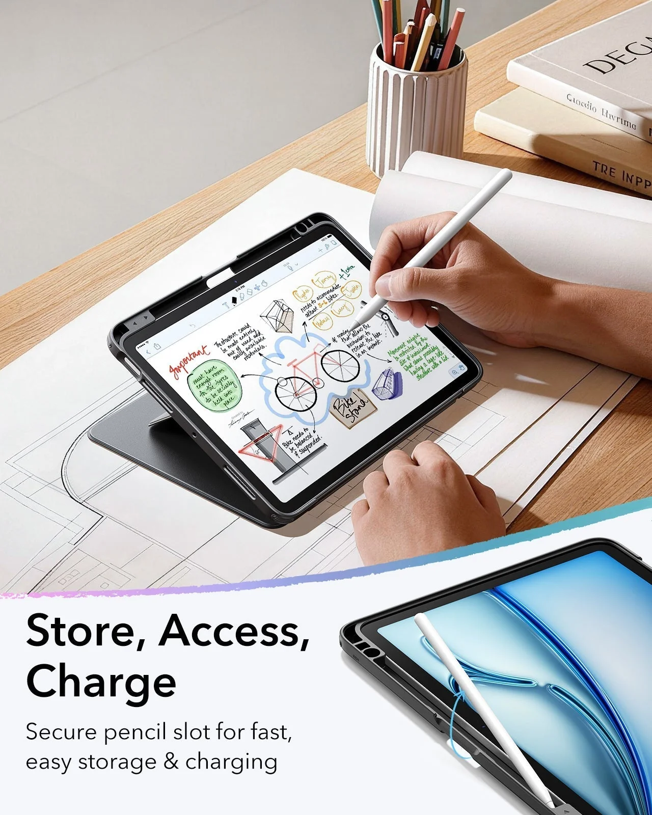 iPad Air 11" (M4) 2026 Flip Magnetic Case with Pencil Holder - Black - Image 7