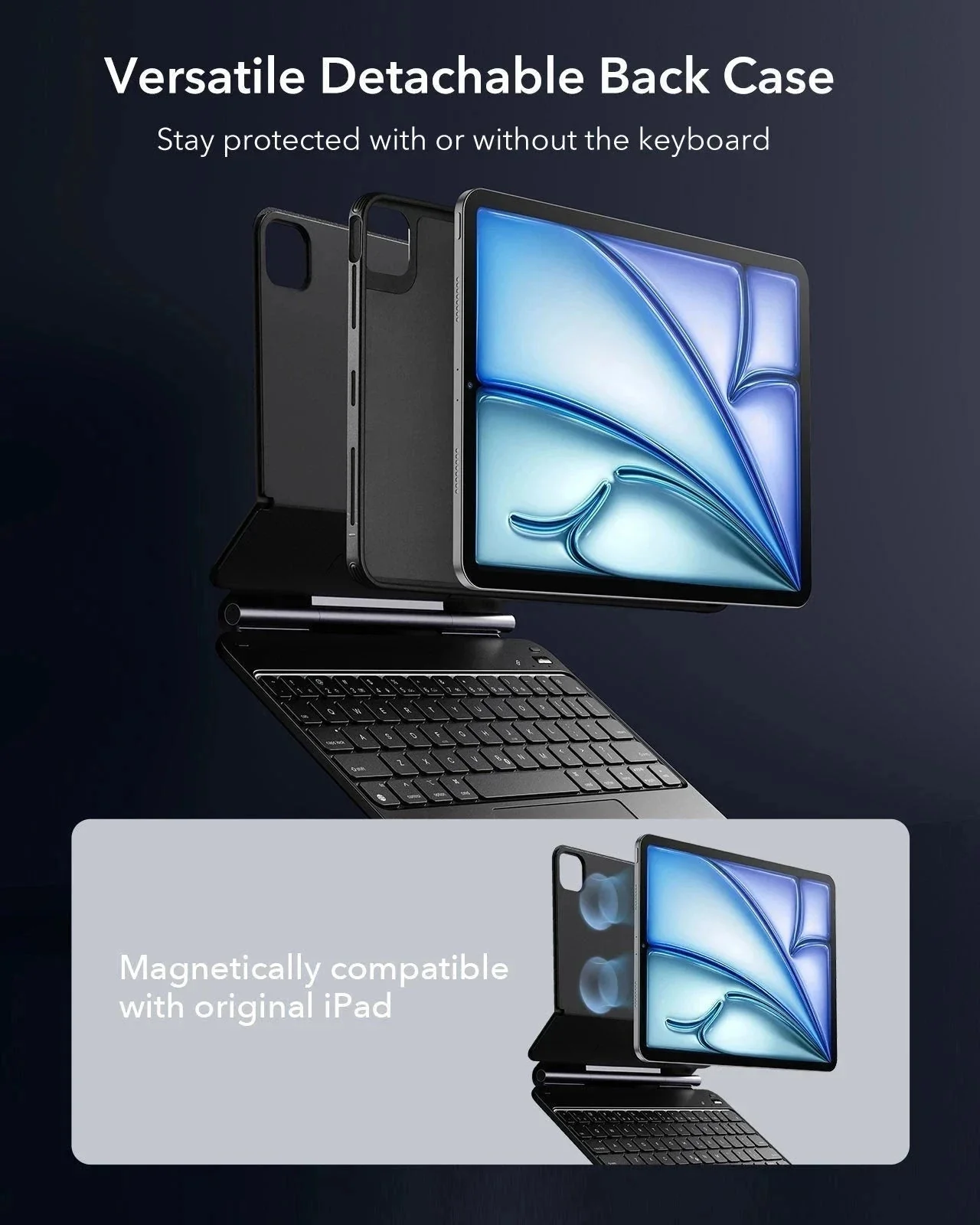 iPad Air 11" (M4) 2026 Bundle Rebound Magnetic Keyboard Case 360 & Digital Pencil-UK Layout-Black - Image 5