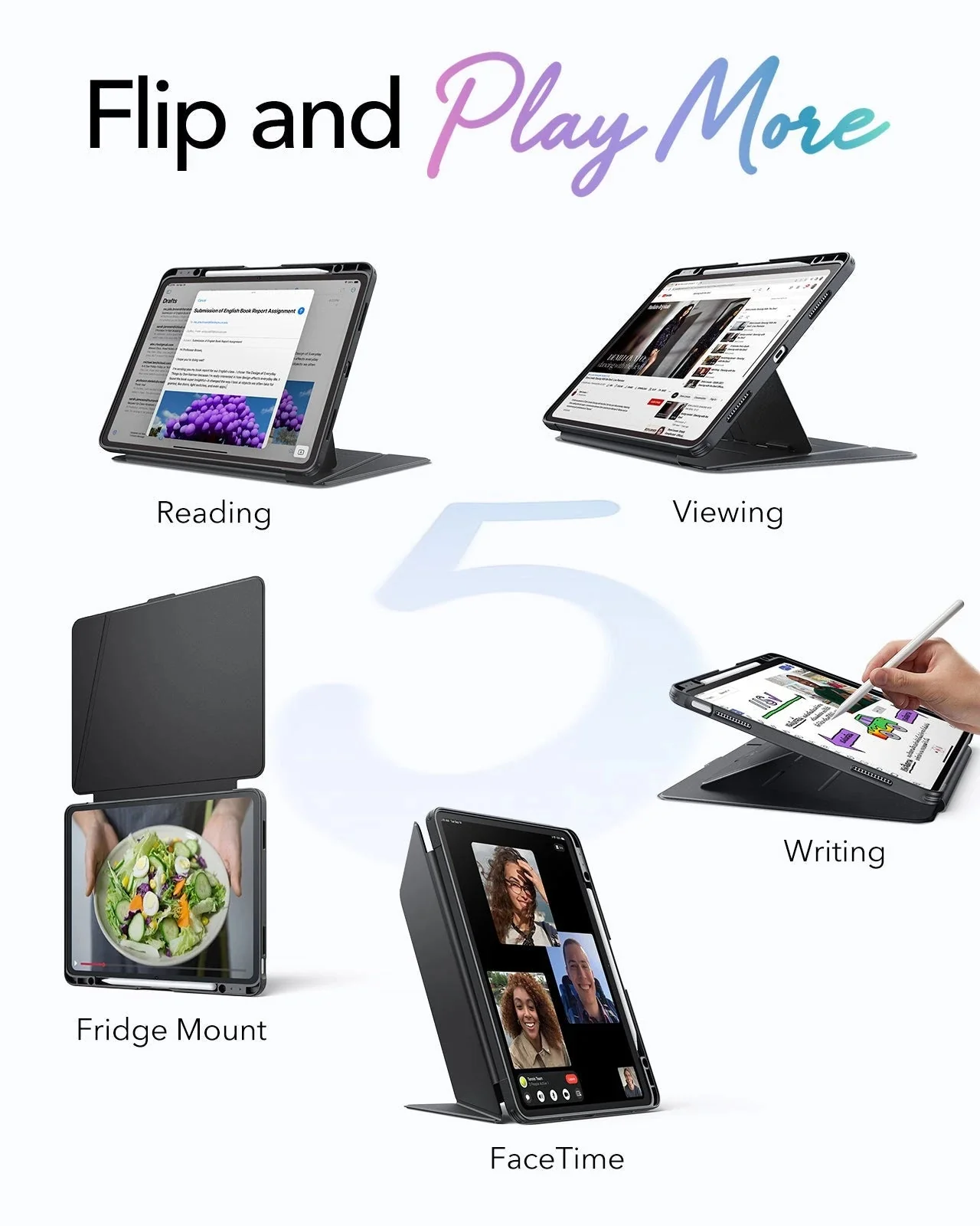 iPad Air 13" (M4) 2026 Bundle Flip Magnetic Case with Pencil Holder, Paper-Feel Magnetic & Armorite® Protection - Black - Image 3