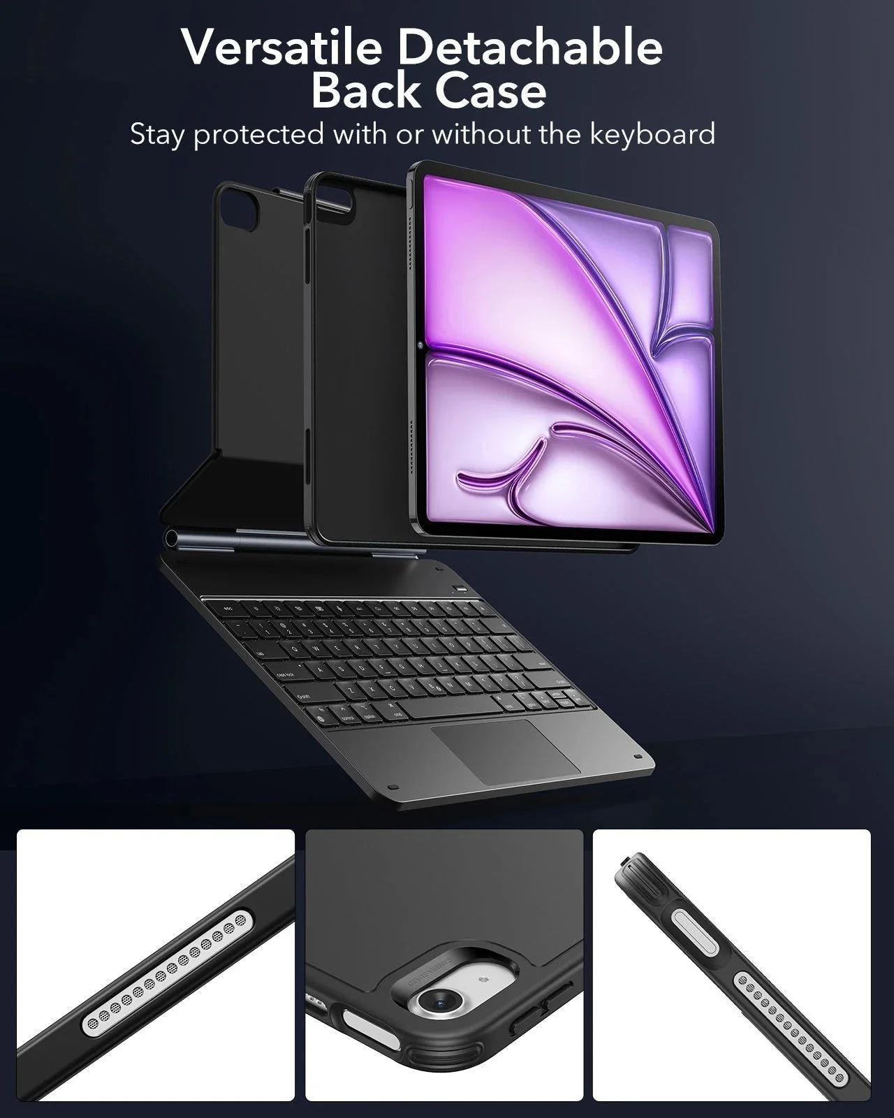 iPad Air 13" (M4) 2026 Bundle Rebound Magnetic Keyboard Case 360 & Screen Protectors - UK Layout-Black - Image 6
