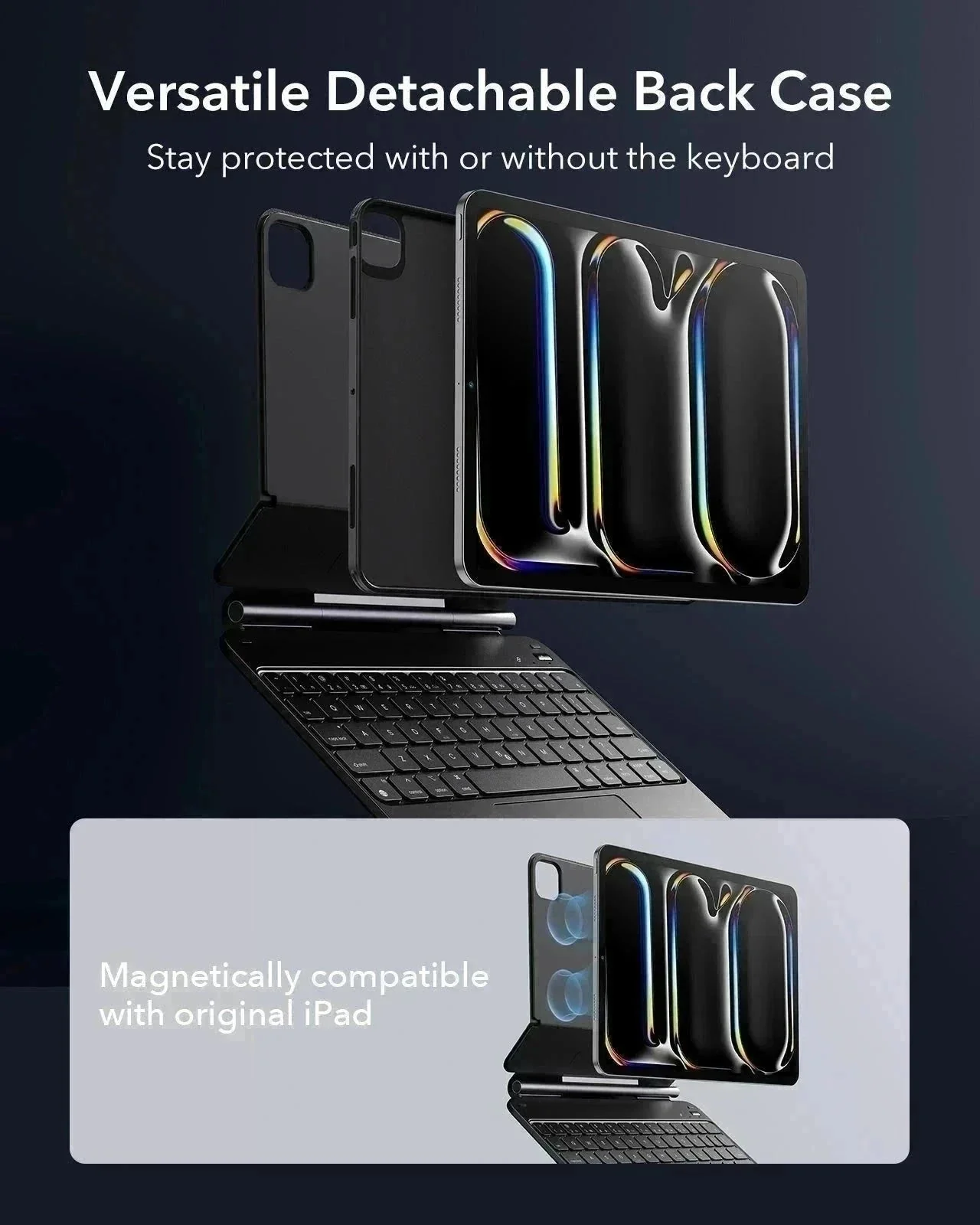iPad Pro 11ʺ (2025) Bundle Rebound Magnetic Keyboard Case 360 Digital Pencil & Screen Protectors - UK Layout-Black - Image 8