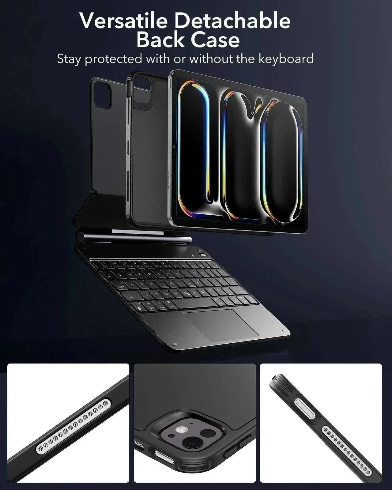 iPad Pro 11ʺ (2025) Bundle Rebound Magnetic Keyboard Case 360 Digital Pencil & Screen Protectors - UK Layout-Black - Image 9