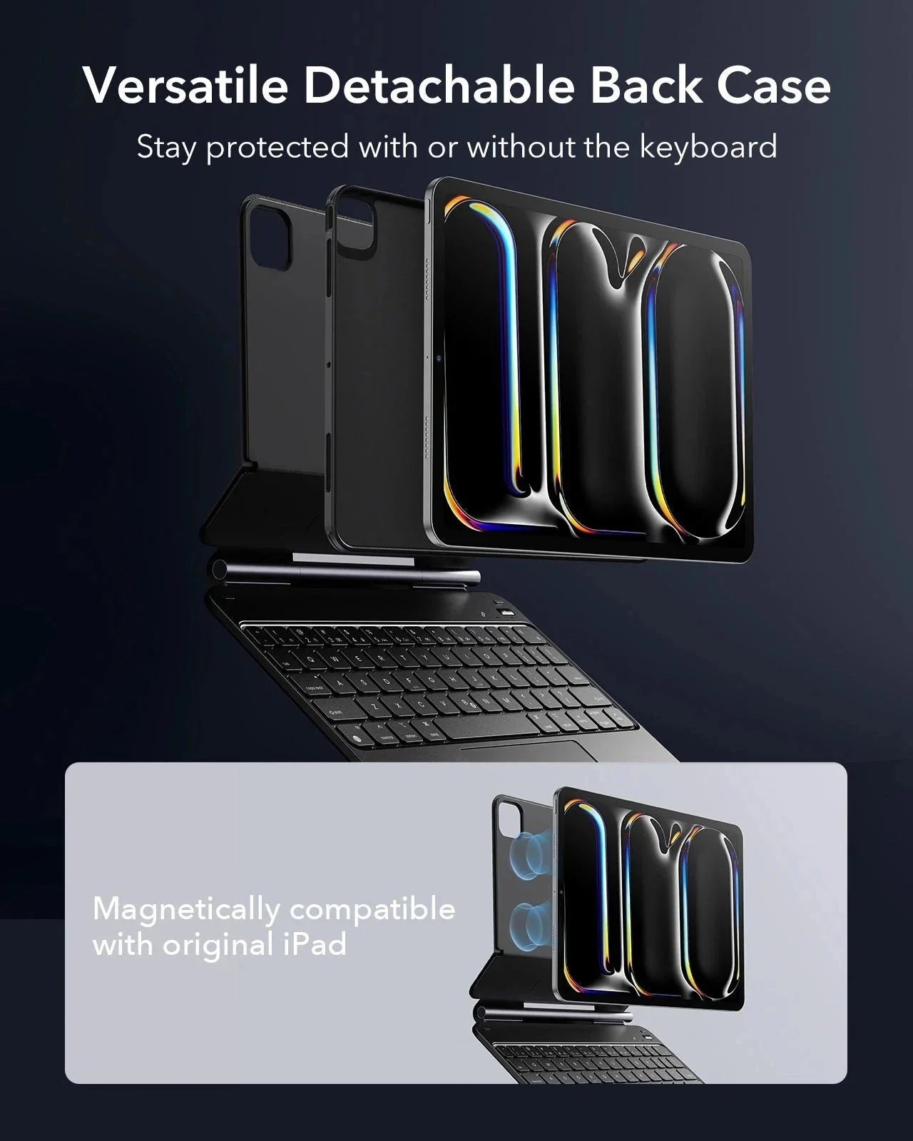 iPad Pro 11ʺ (2025) Bundle Rebound Magnetic Keyboard Case 360 & Armorite Screen Protectors - UK Layout-Black - Image 4