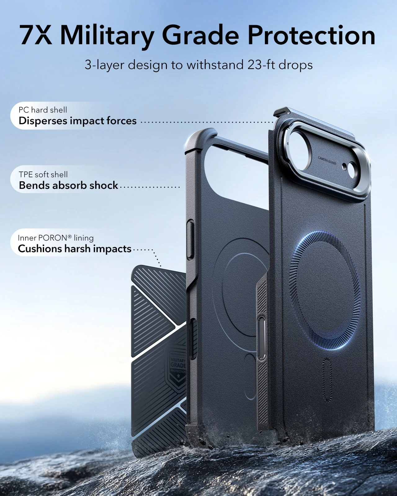 iPhone Air Cyber Tough Magnetic Case (Camera Control, Stash Stand) - Black - Image 4