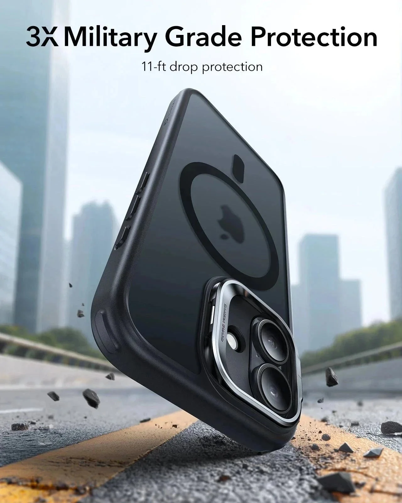 iPhone 17 Classic Hybrid Magnetic Case (Camera Control, Stash Stand) - Frosted Black - Image 3