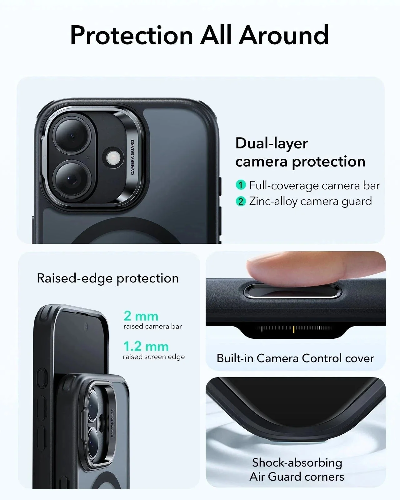 iPhone 17 Classic Hybrid Magnetic Case (Camera Control, Stash Stand) - Frosted Black - Image 4