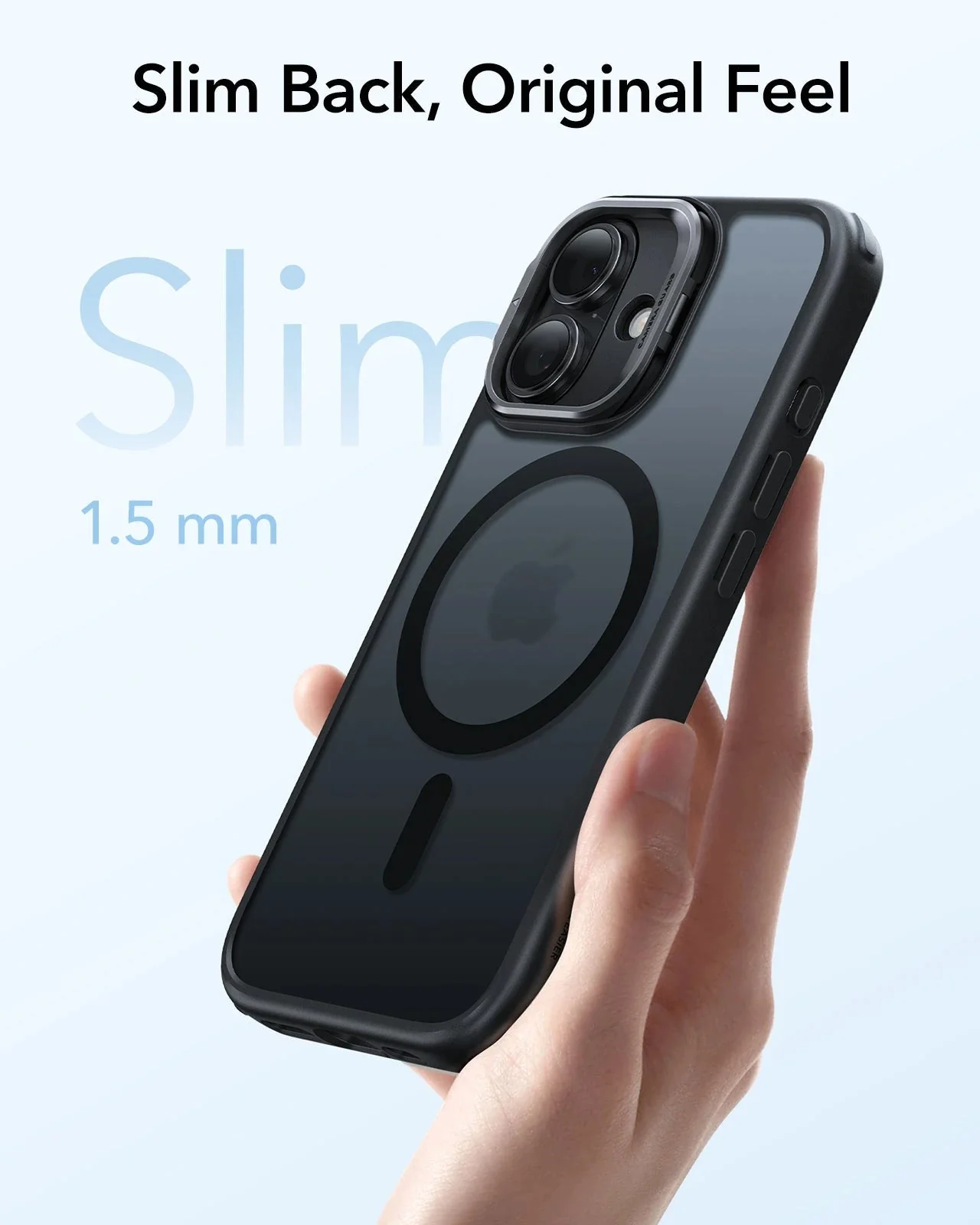 iPhone 17 Classic Hybrid Magnetic Case (Camera Control, Stash Stand) - Frosted Black - Image 7
