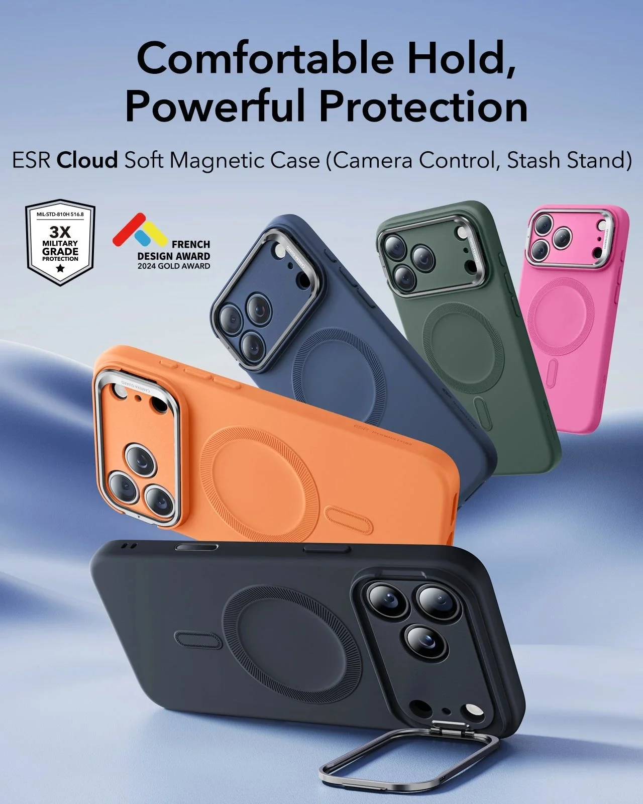 iPhone 17 Pro Max Cloud Soft Magnetic Case (Camera Control, Stash Stand) - Black - Image 2