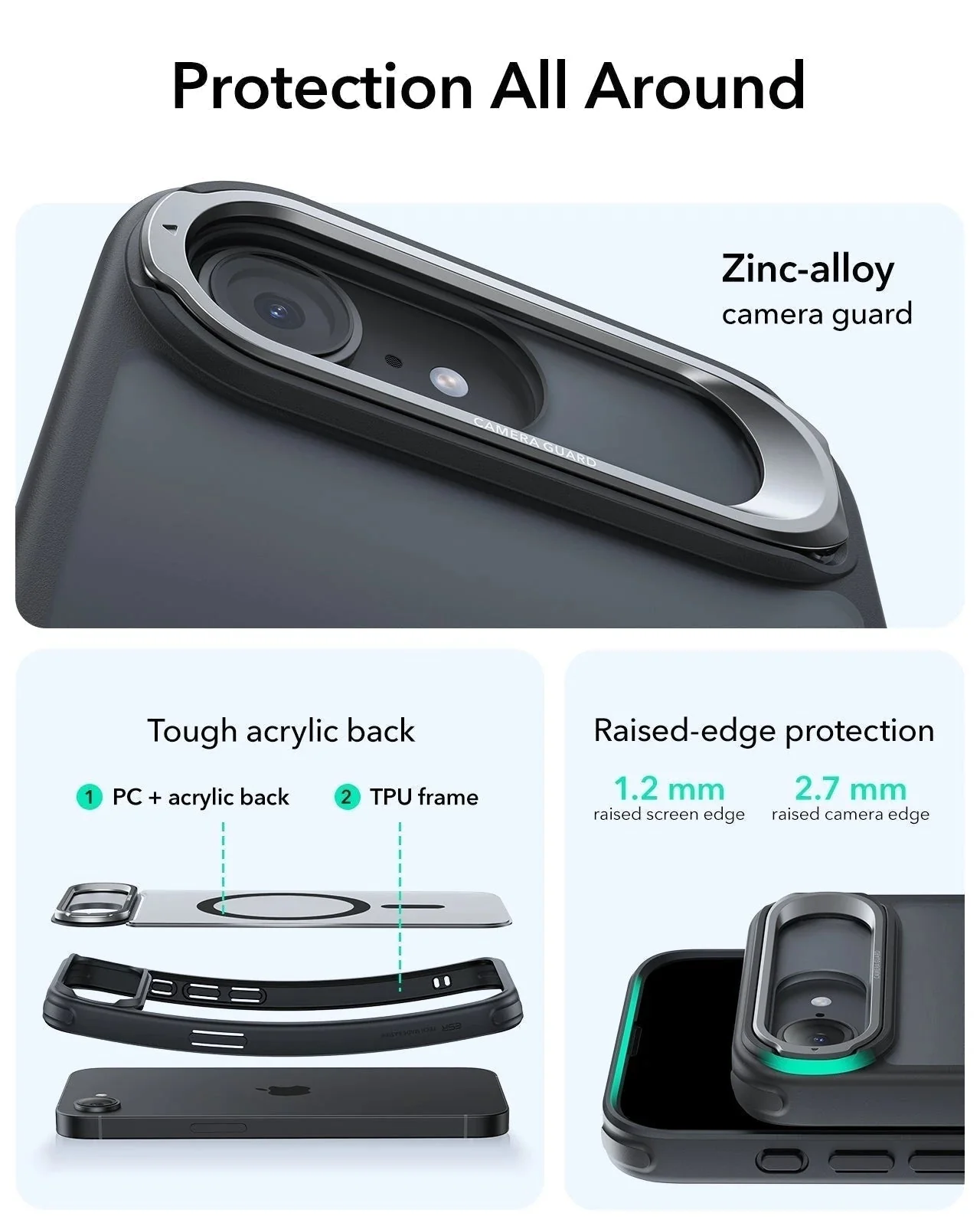 iPhone 17e Bundle Classic Hybrid Magnetic Case (Stash Stand) & Armorite® Privacy Screen Protector - Frosted Black - Image 3