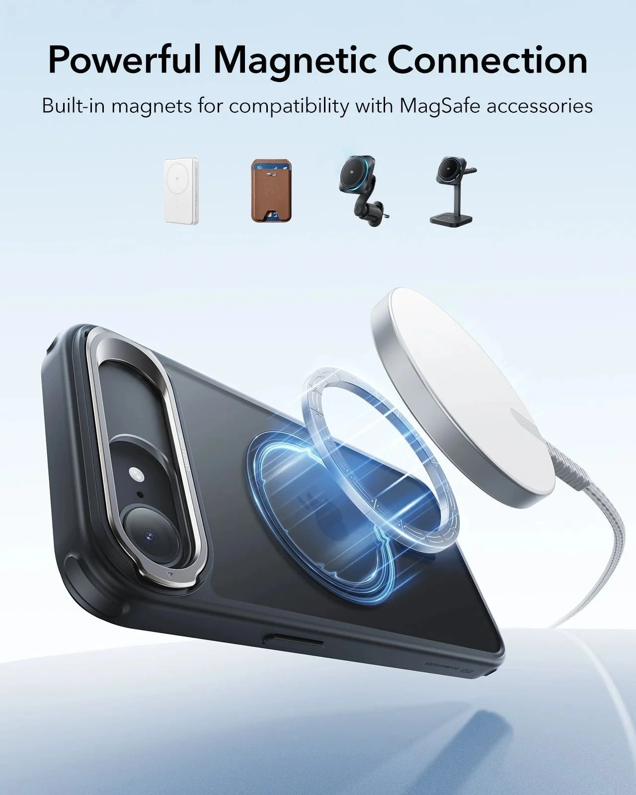 iPhone 17e Bundle Classic Hybrid Magnetic Case (Stash Stand) & Armorite® Privacy Screen Protector - Frosted Black - Image 5