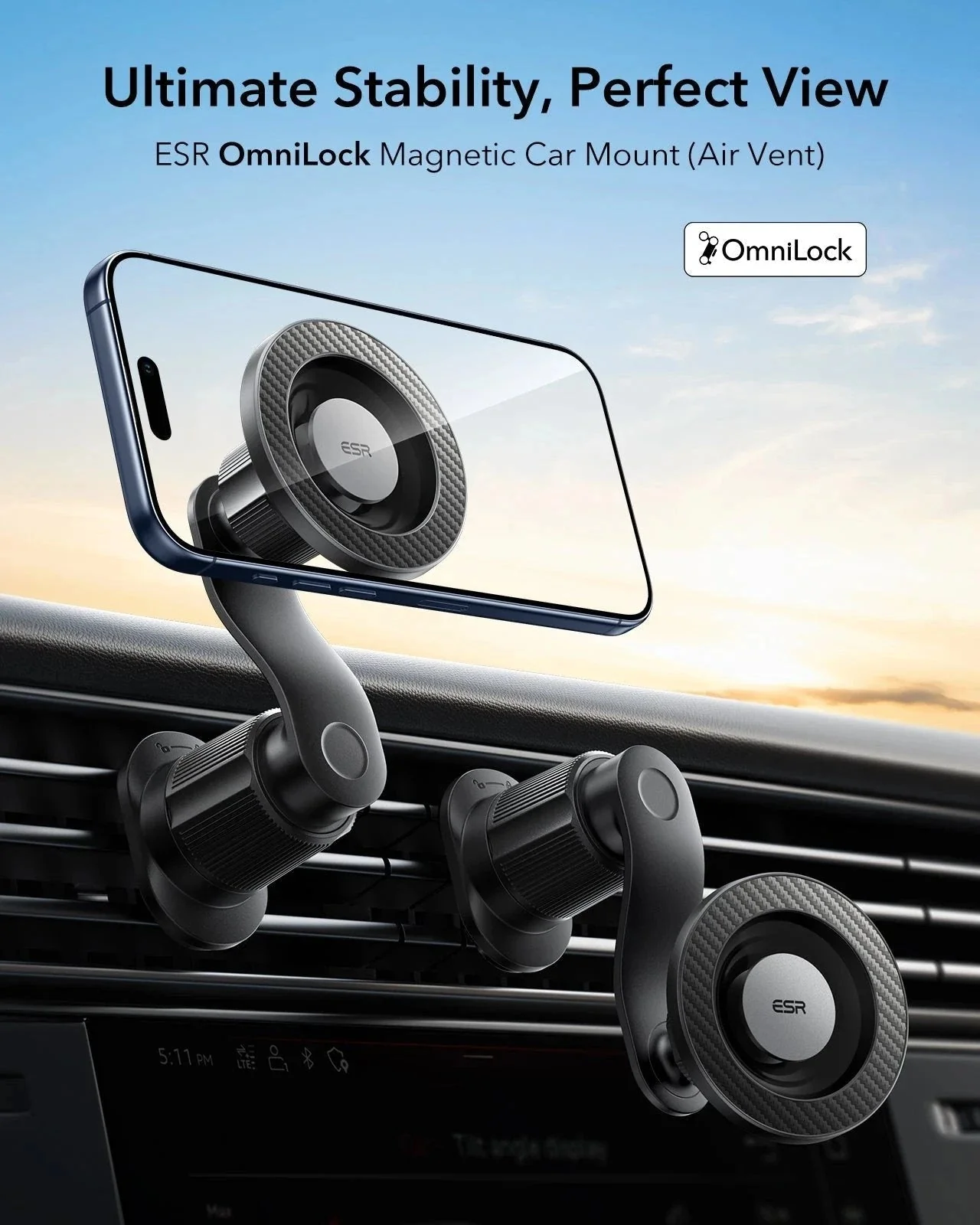 OmniLock Magnetic Car Mount (Air Vent) - Black - Image 5