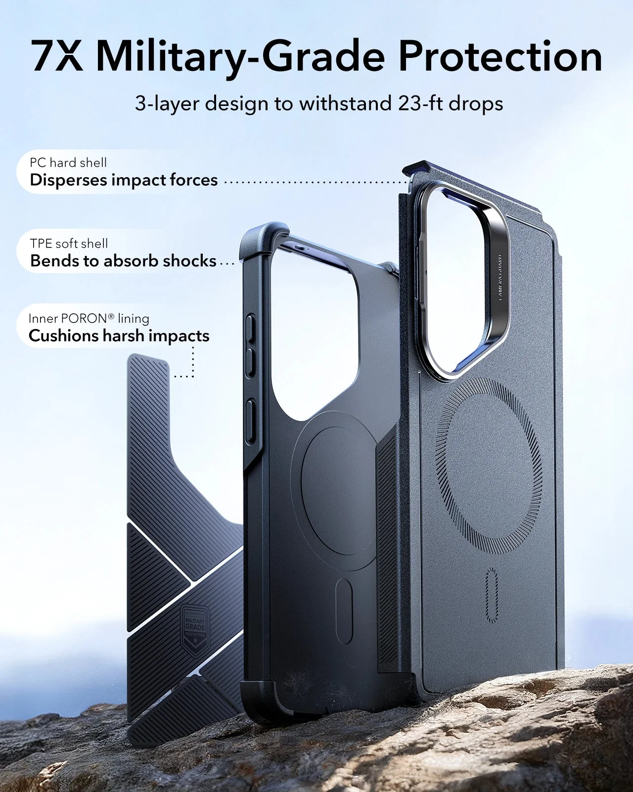 Galaxy S26 Ultra Bundle Cyber Tough Magnetic Case (Stash Stand) and Armorite® Screen Protector - Black - Image 4
