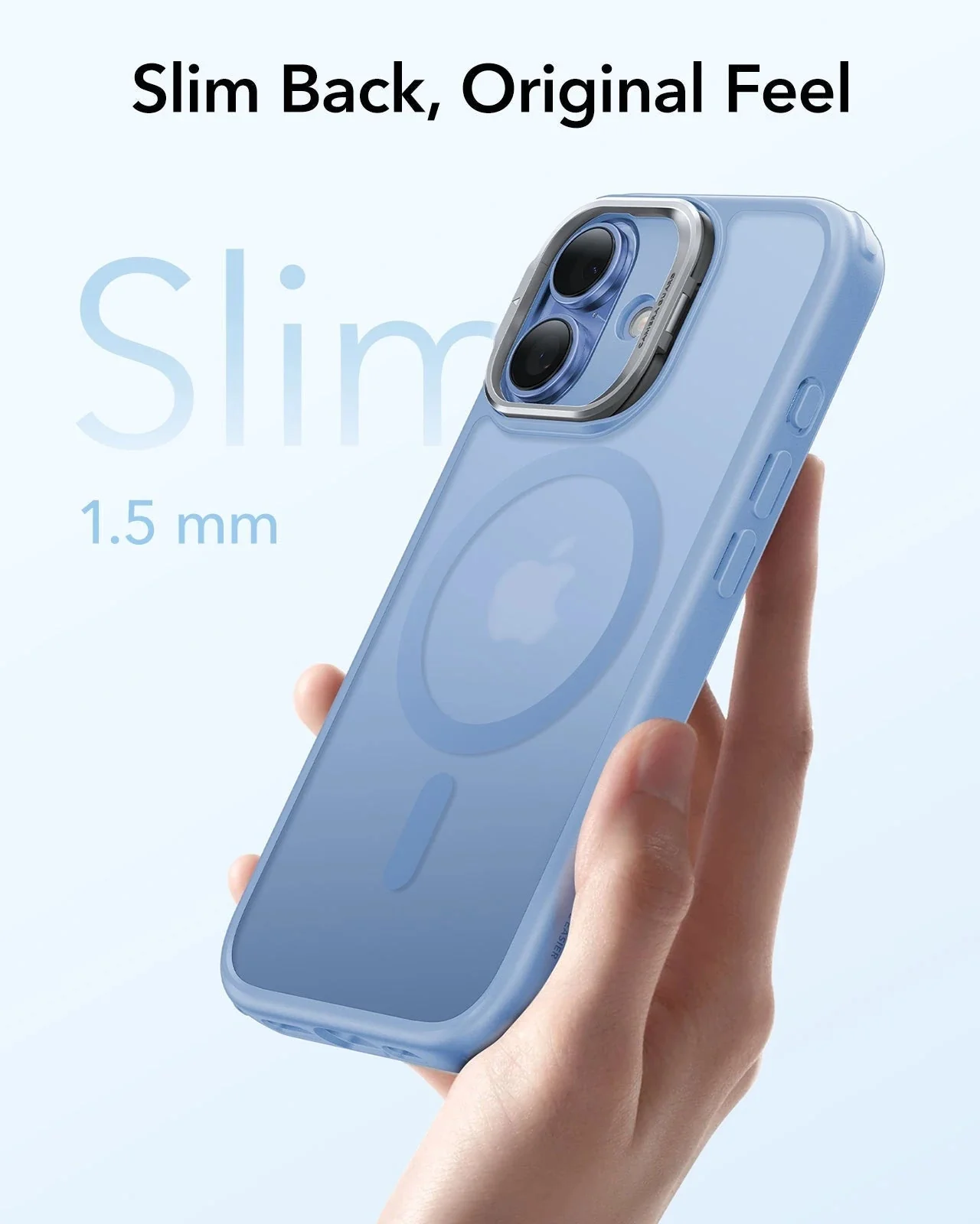 iPhone 17 Classic Hybrid Magnetic Case (Camera Control, Stash Stand) - Frosted Light Blue - Image 5