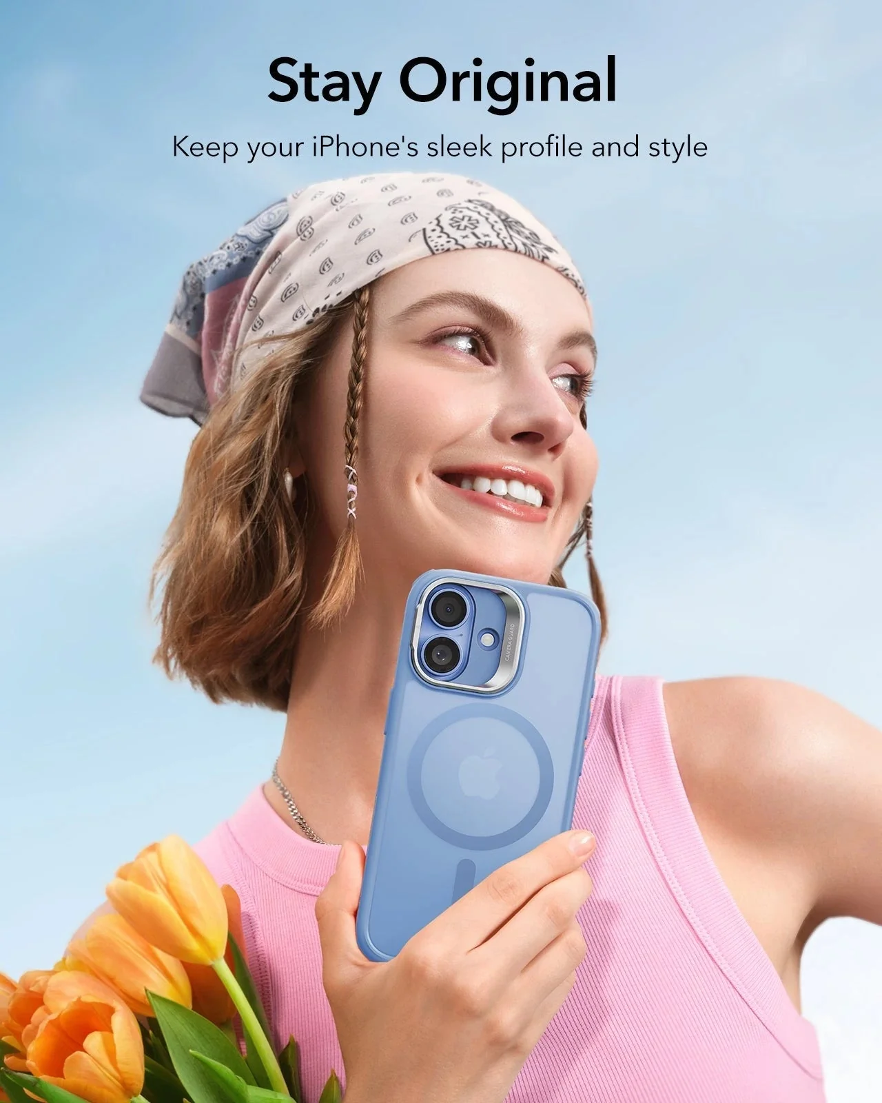 iPhone 17 Classic Hybrid Magnetic Case (Camera Control, Stash Stand) - Frosted Light Blue - Image 9