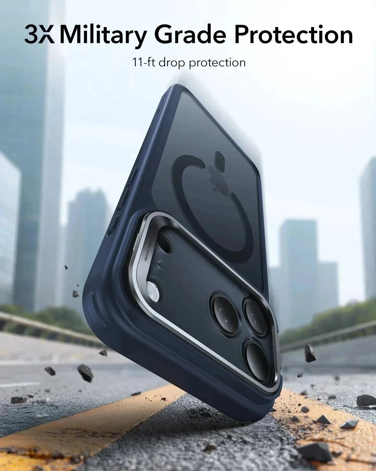 iPhone 17 Pro Bundle Classic Hybrid Magnetic Case (Camera Control, Stash Stand) and Armorite Screen Protector - Frosted Blue - Image 4