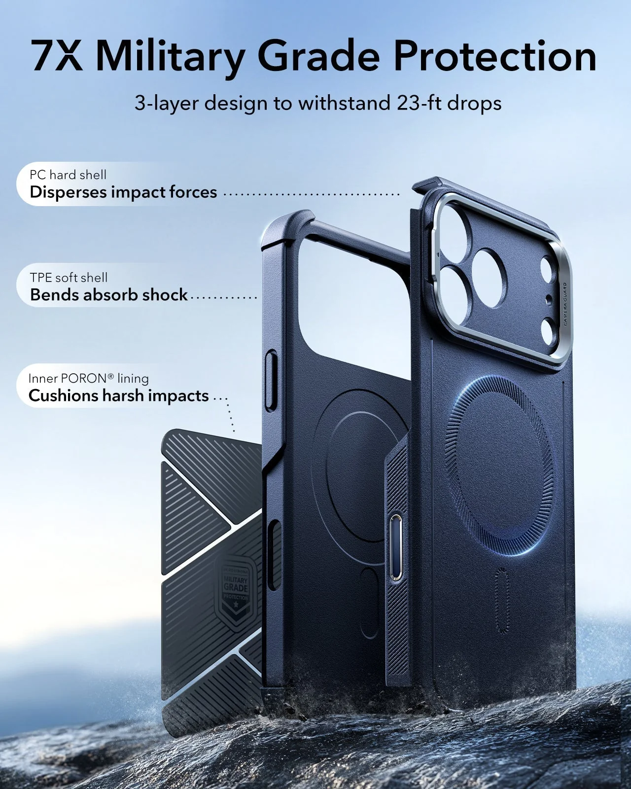 iPhone 17 Pro Cyber Tough Magnetic Case (Camera Control, Stash Stand) - Navy Blue - Image 4