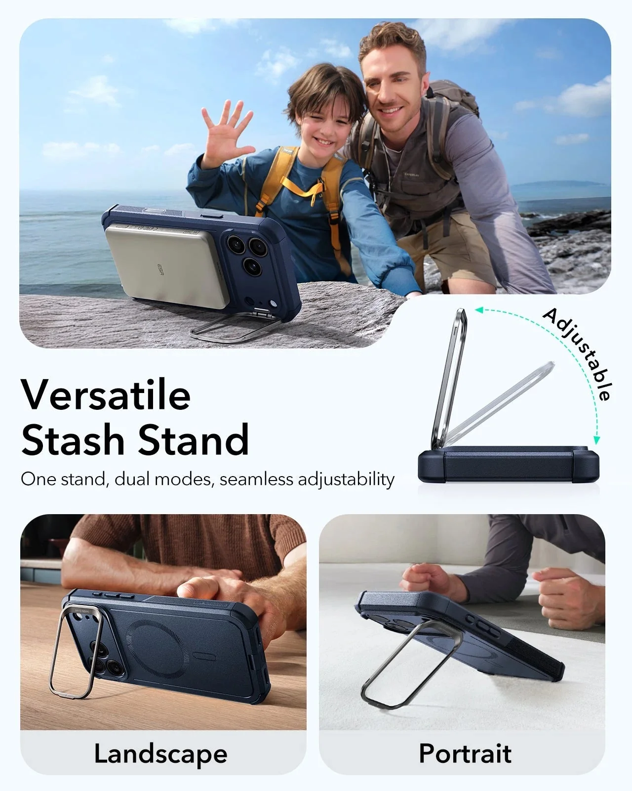 iPhone 17 Pro Cyber Tough Magnetic Case (Camera Control, Stash Stand) - Navy Blue - Image 5