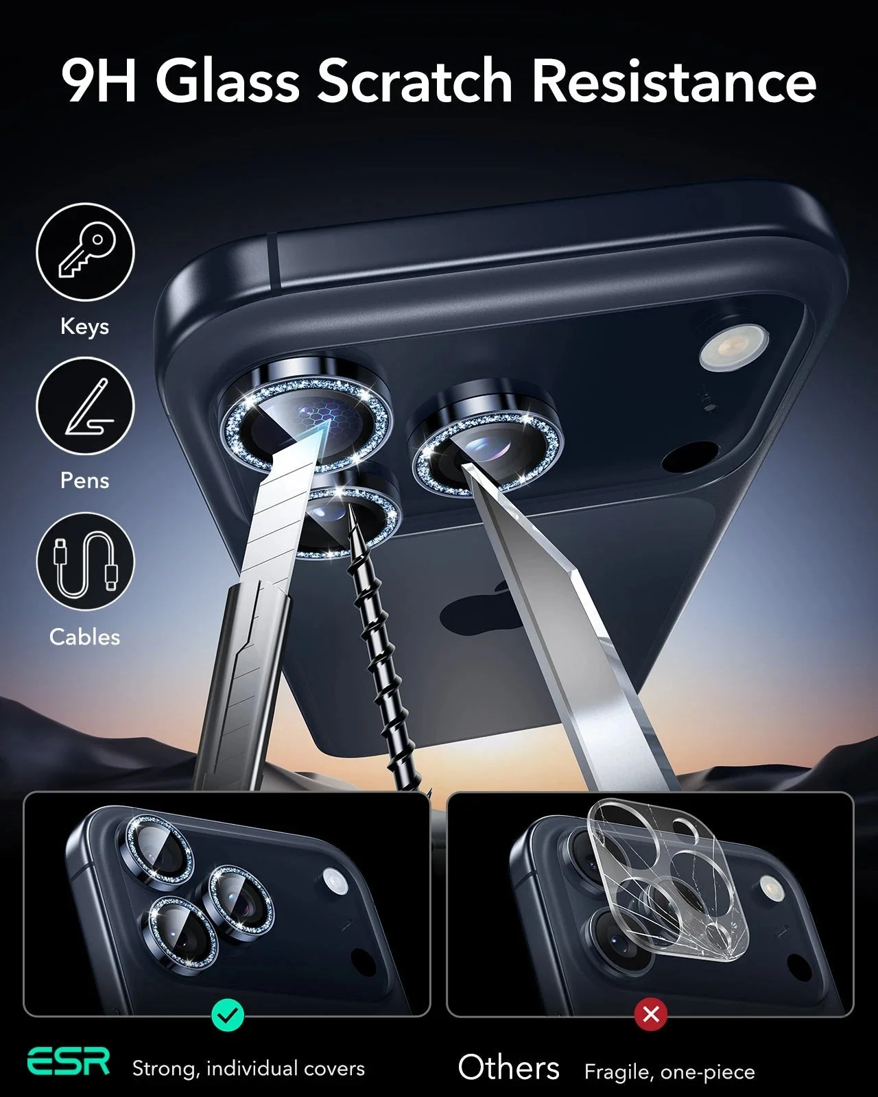 iPhone 17 Pro Max/17 Pro Armorite®️ Camera Lens Protector - Blue Shimmer - Image 6