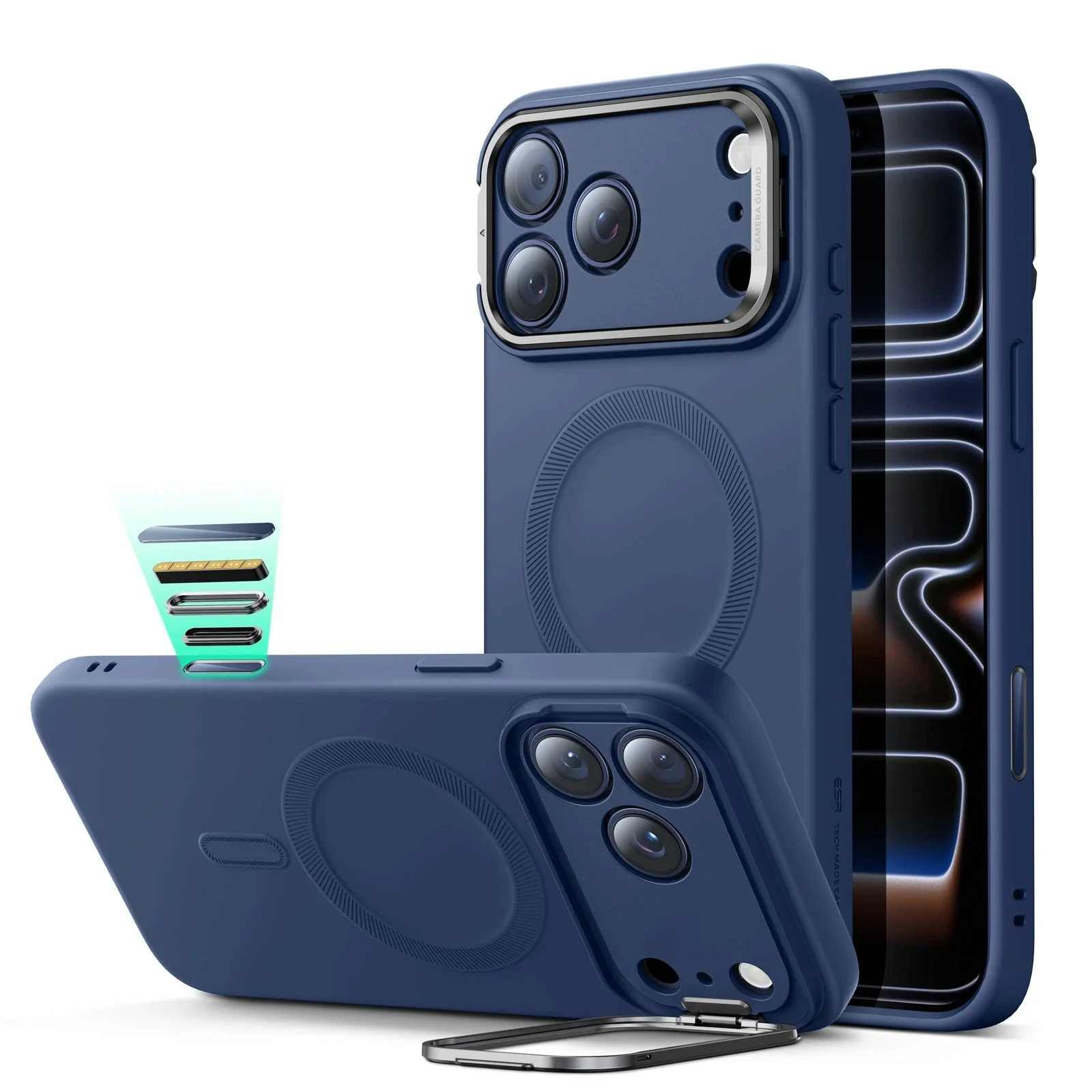 iPhone 17 Pro Cloud Soft Magnetic Case (Camera Control, Stash Stand) - Navy Blue