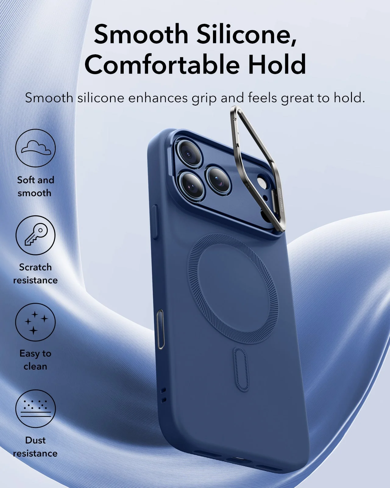 iPhone 17 Pro Cloud Soft Magnetic Case (Camera Control, Stash Stand) - Navy Blue - Image 3