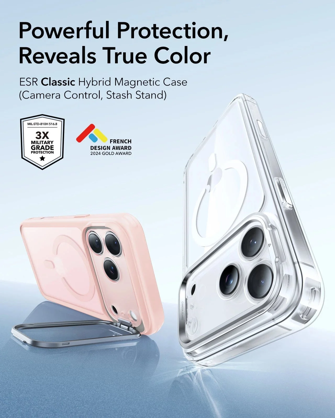 iPhone 17 Pro Classic Hybrid Magnetic Case (Camera Control, Stash Stand) - Frosted Bubblegum Pink - Image 2