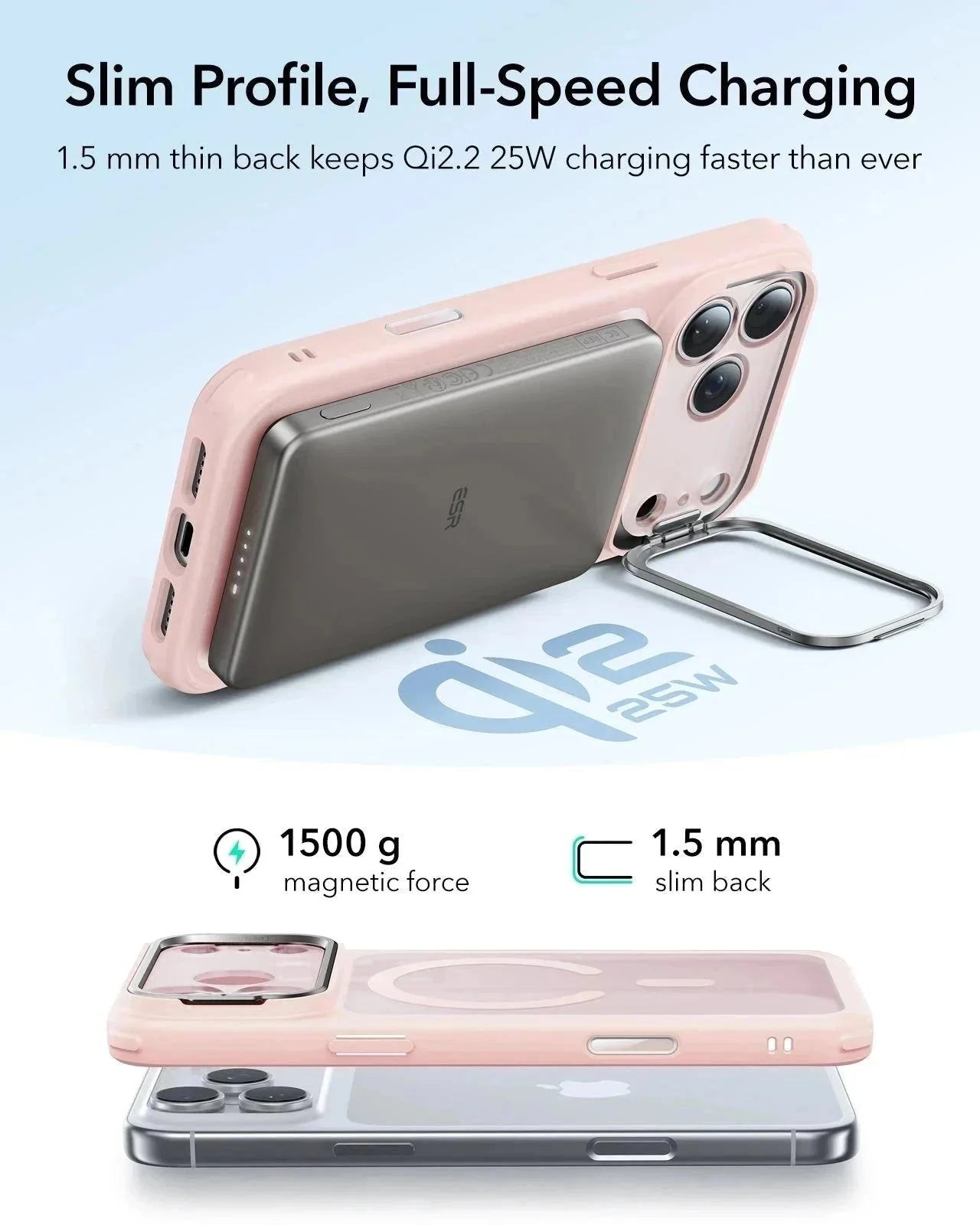 iPhone 17 Pro Classic Hybrid Magnetic Case (Camera Control, Stash Stand) - Frosted Bubblegum Pink - Image 6