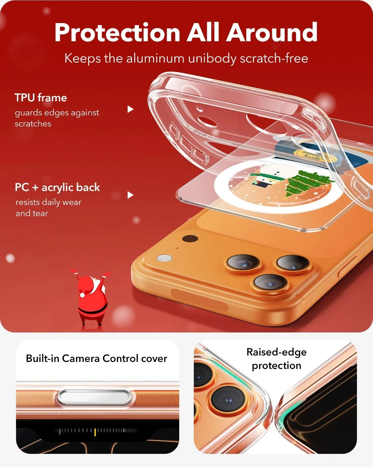 iPhone 17 Pro Classic Hybrid Magnetic Case (Camera Control) - Christmas Globe - Image 3