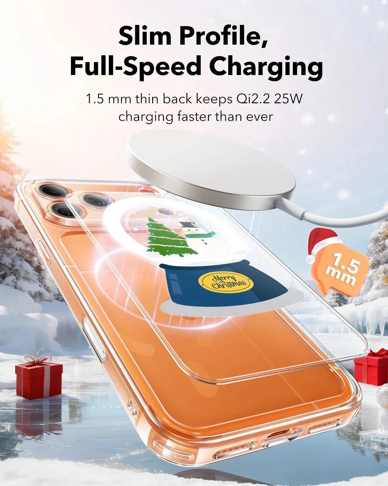 iPhone 17 Pro Classic Hybrid Magnetic Case (Camera Control) - Christmas Globe - Image 6