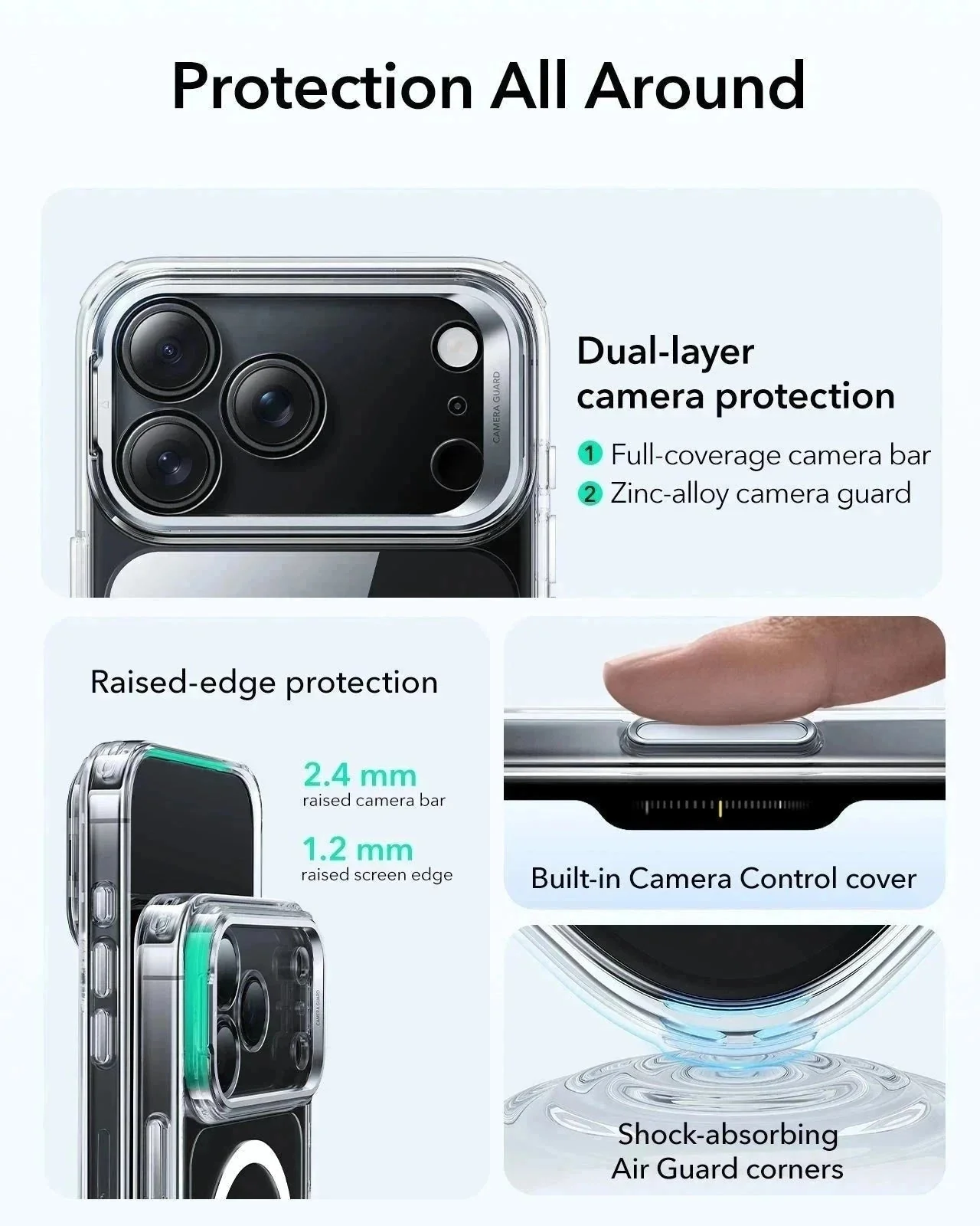 iPhone 17 Pro Max Bundle Classic Hybrid Magnetic Case (Camera Control, Stash Stand) and Armorite Screen Protector - Clear - Image 3