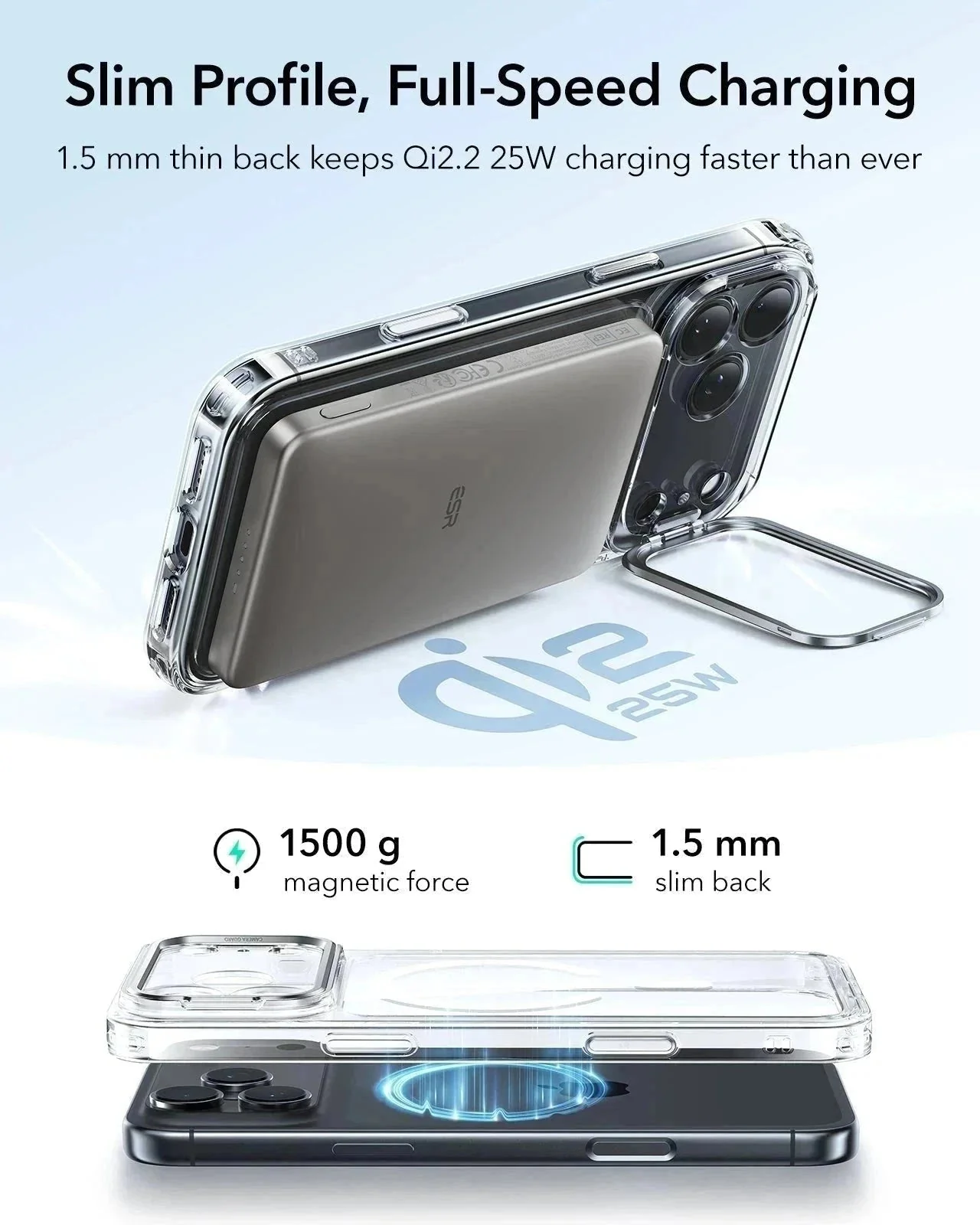 iPhone 17 Pro Max Bundle Classic Hybrid Magnetic Case (Camera Control, Stash Stand) and Armorite Screen Protector - Clear - Image 6