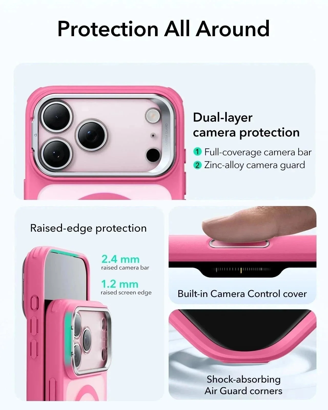 iPhone 17 Pro Bundle Classic Hybrid Magnetic Case (Camera Control, Stash Stand) and Armorite Screen Protector - Frosted Pink - Image 3