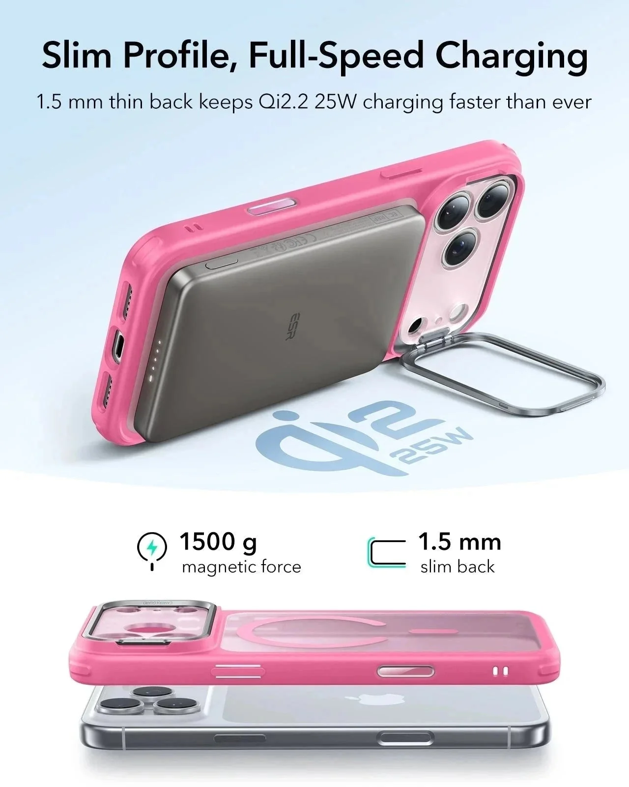 iPhone 17 Pro Bundle Classic Hybrid Magnetic Case (Camera Control, Stash Stand) and Armorite Screen Protector - Frosted Pink - Image 6