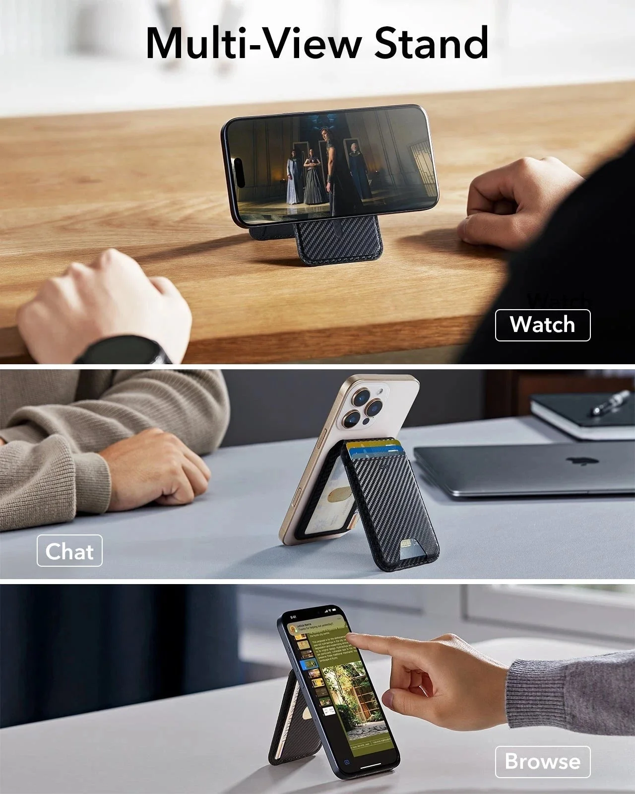 Classic Magnetic Wallet Stand for 5 cards - Midnight Black - Image 5