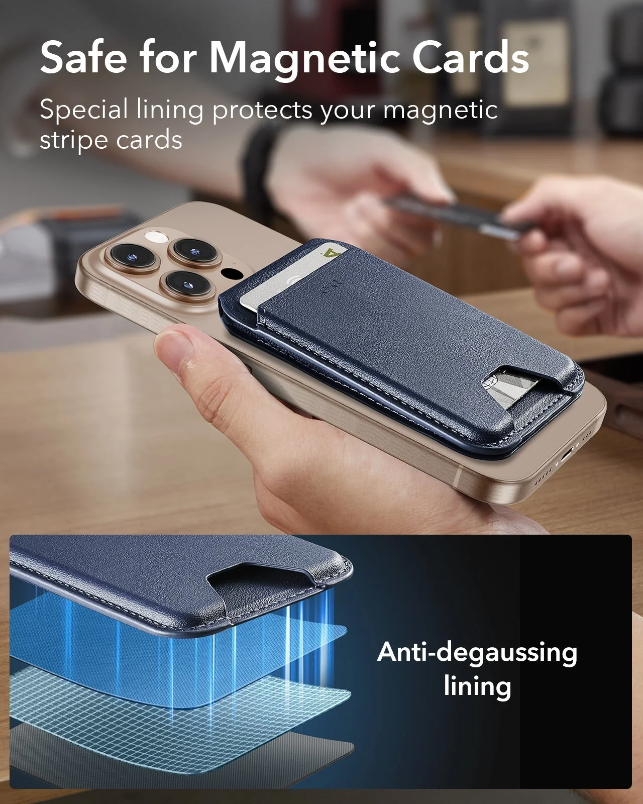 Classic Magnetic Wallet Stand for 5 cards - Midnight Black - Image 7