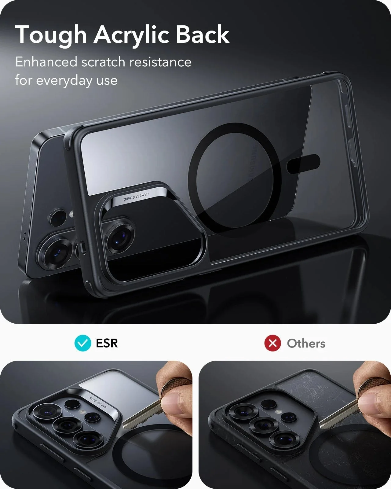 Galaxy S26 Ultra Bundle Classic Hybrid Magnetic Case and Armorite® Pro Privacy Screen Protector - Clear Black - Image 4